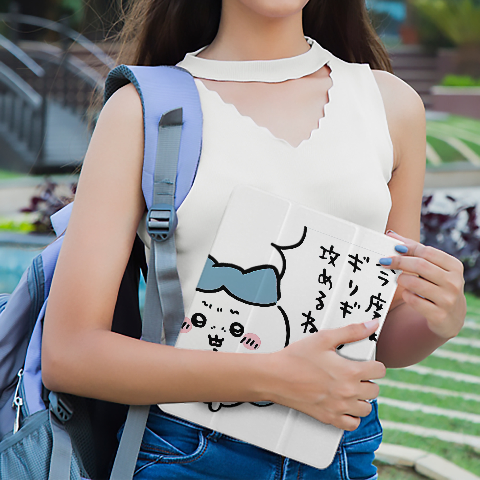 ちいかわ ハチワレ Chii-kawa hachiware IPad ケース ペン収納付き 三つ折りスタンド PUレザー×シリコン 対応機種9.5/10.5/10.9インチ