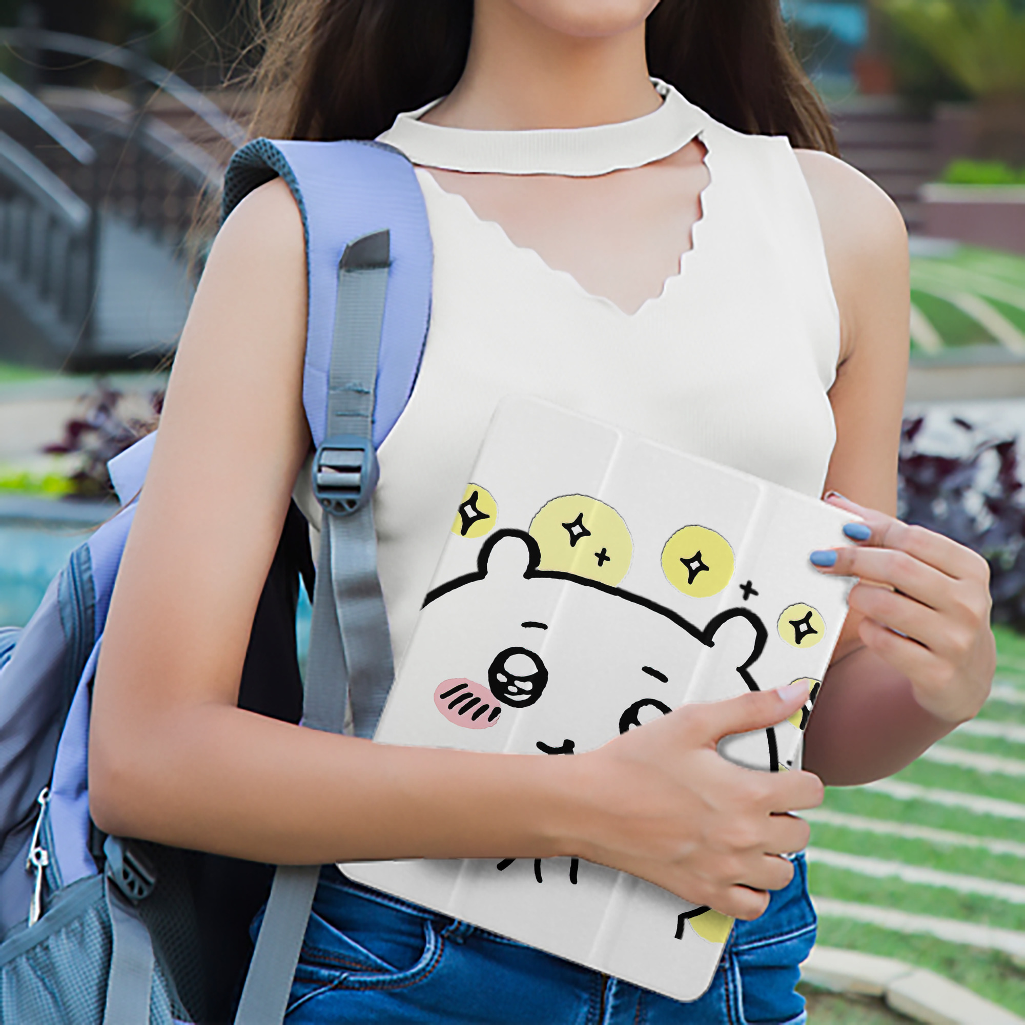 ちいかわ ちいかわ Chii-kawa chiikawa IPad ケース ペン収納付き 三つ折りスタンド PUレザー×シリコン 対応機種9.5/10.5/10.9インチ