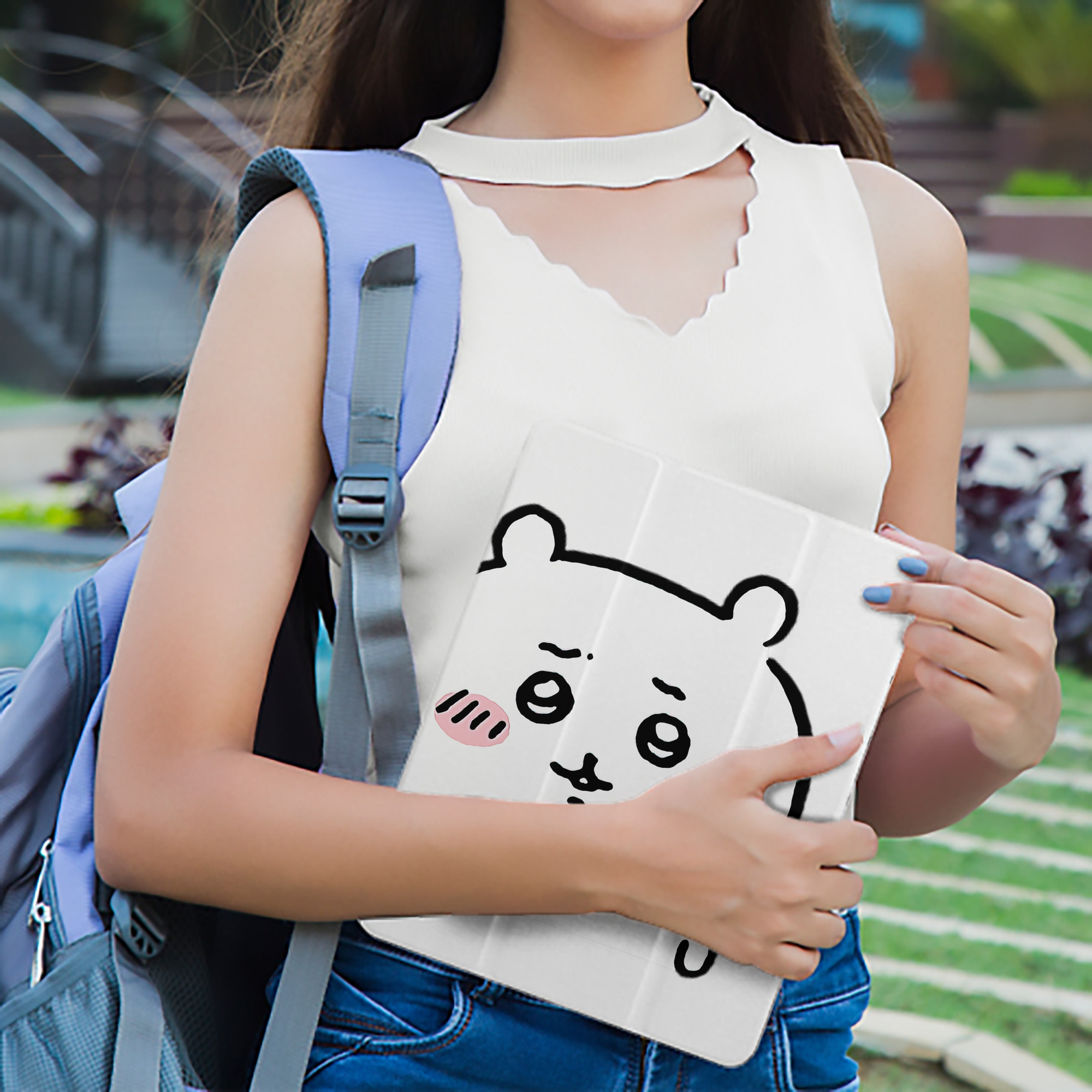 ちいかわ ちいかわ Chii-kawa chiikawa IPad ケース ペン収納付き 三つ折りスタンド PUレザー×シリコン 対応機種9.5/10.5/10.9インチ