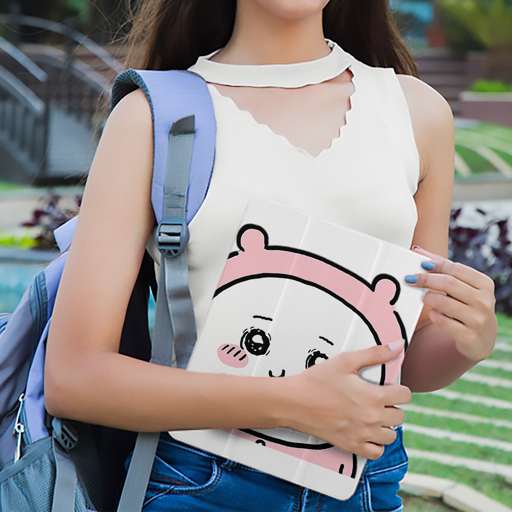ちいかわ ちいかわ Chii-kawa chiikawa IPad ケース ペン収納付き 三つ折りスタンド PUレザー×シリコン 対応機種9.5/10.5/10.9インチ