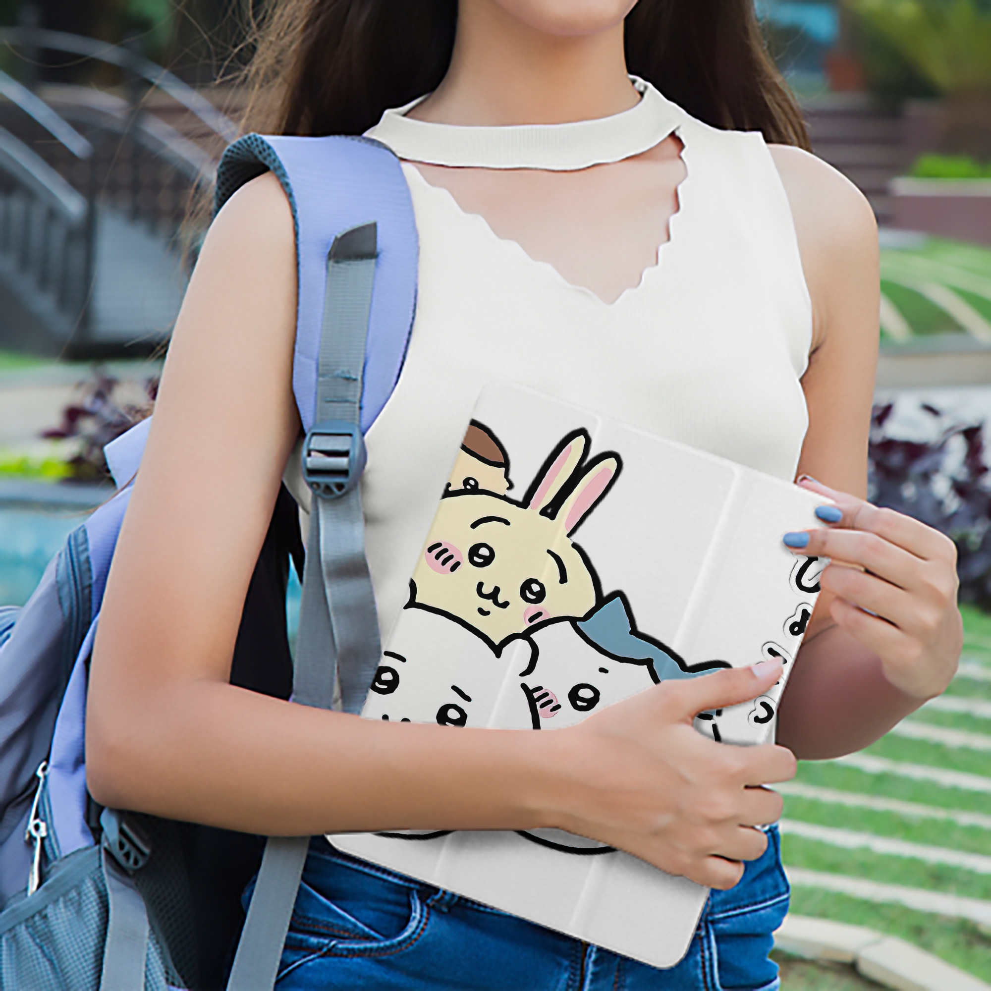 ちいかわ ちいかわ Chii-kawa chiikawa IPad ケース ペン収納付き 三つ折りスタンド PUレザー×シリコン 対応機種9.5/10.5/10.9インチ