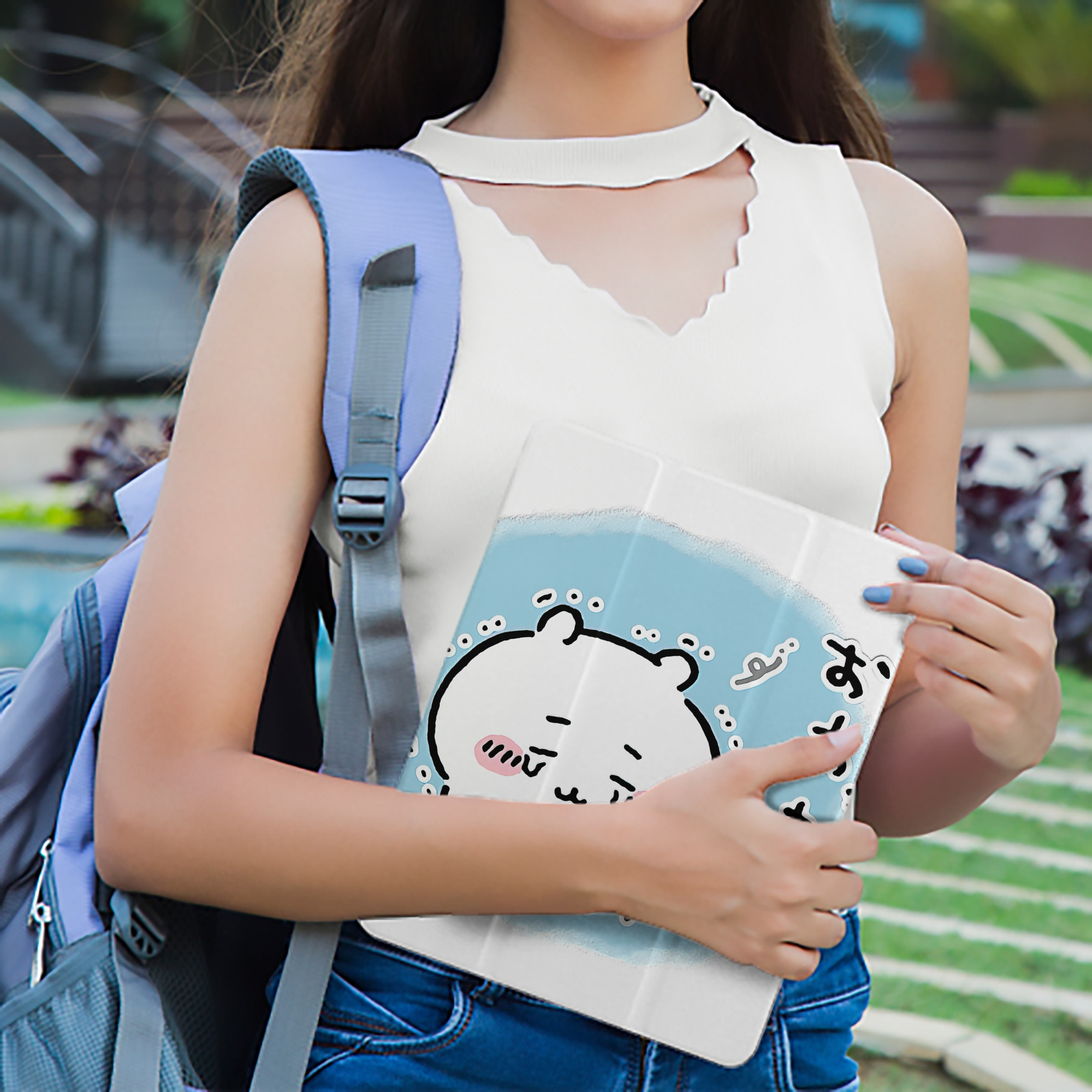 ちいかわ ちいかわ Chii-kawa chiikawa IPad ケース ペン収納付き 三つ折りスタンド PUレザー×シリコン 対応機種9.5/10.5/10.9インチ