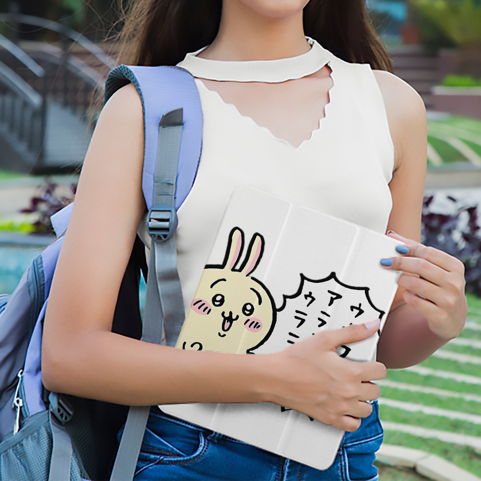 ちいかわ うさぎ Chii-kawa usagi IPad ケース ペン収納付き 三つ折りスタンド PUレザー×シリコン 対応機種9.5/10.5/10.9インチ