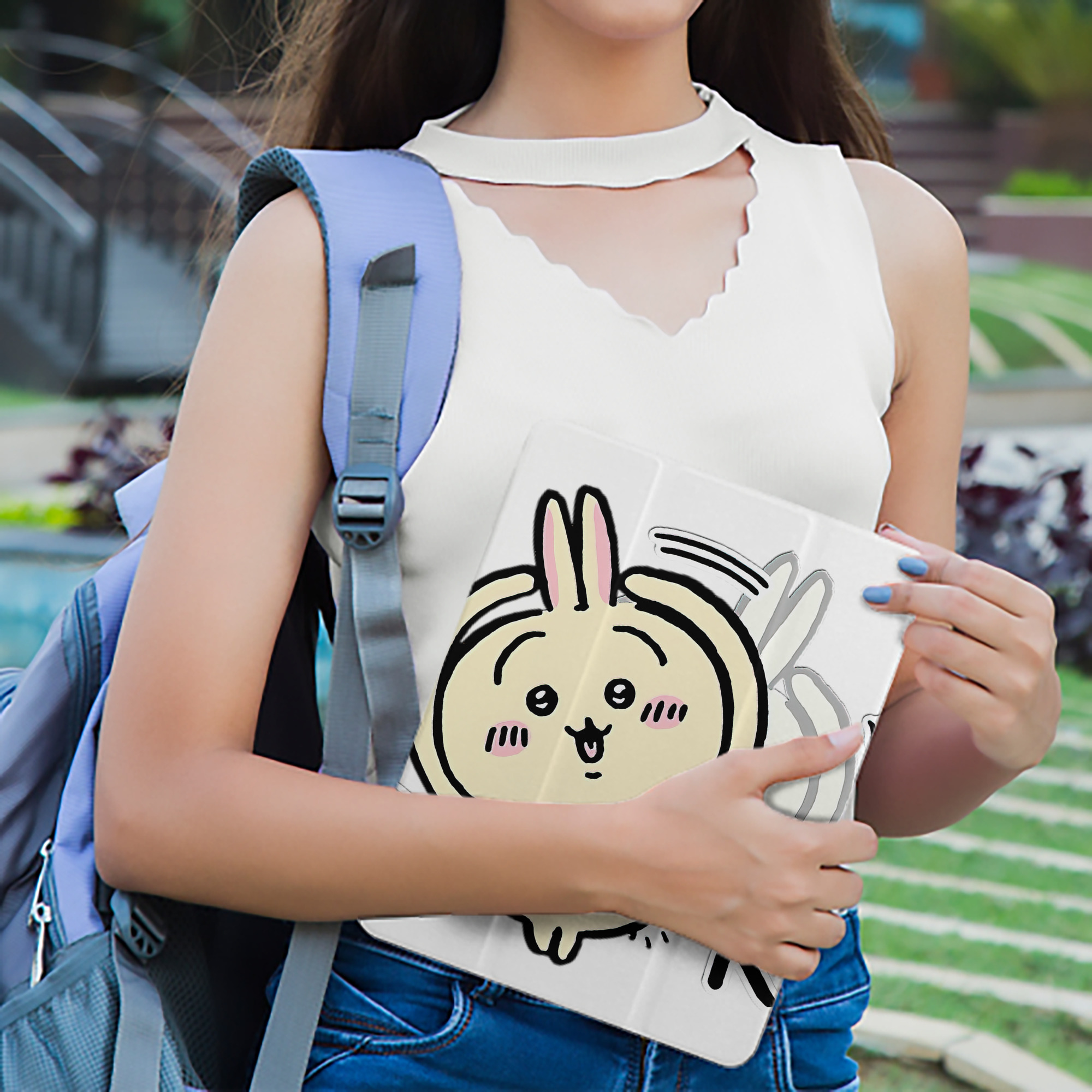 ちいかわ うさぎ Chii-kawa usagi IPad ケース ペン収納付き 三つ折りスタンド PUレザー×シリコン 対応機種9.5/10.5/10.9インチ