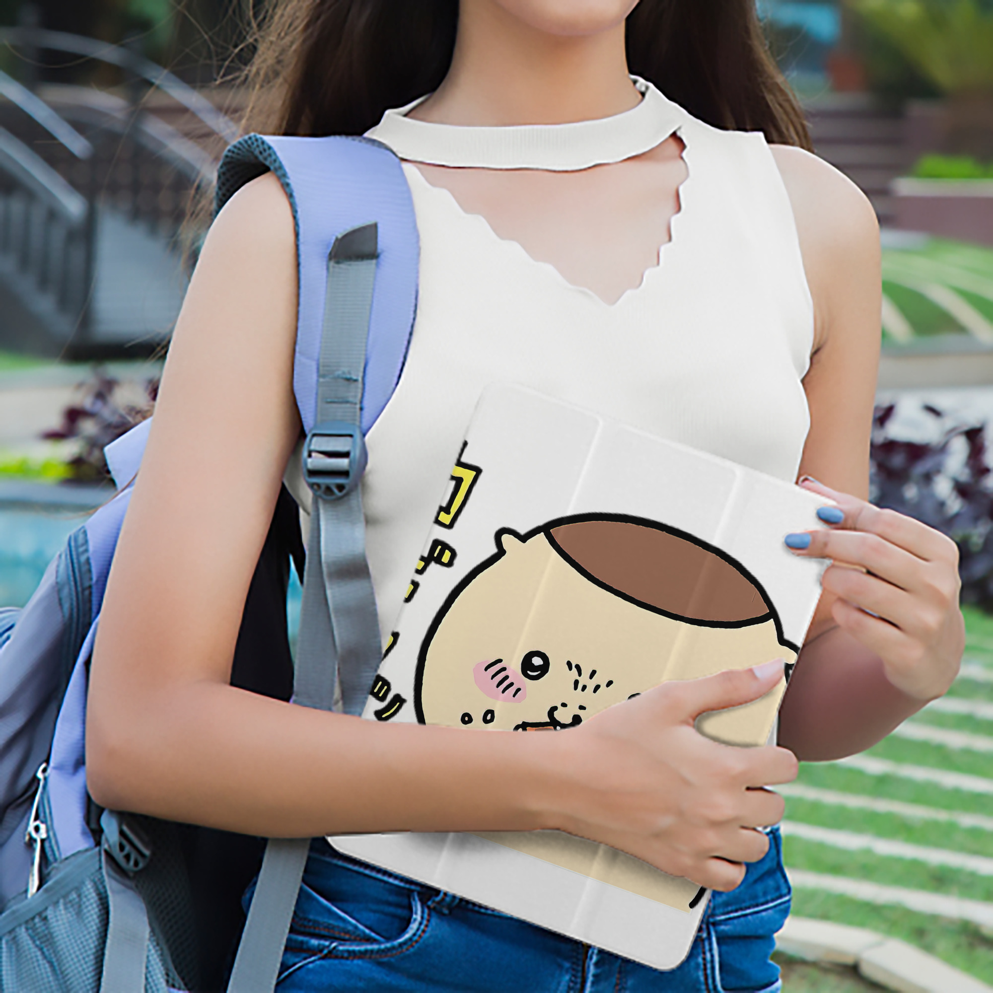 ちいかわ くりまんじゅう Chii-kawa kuri manjū IPad ケース ペン収納付き 三つ折りスタンド PUレザー×シリコン 対応機種9.5/10.5/10.9インチ