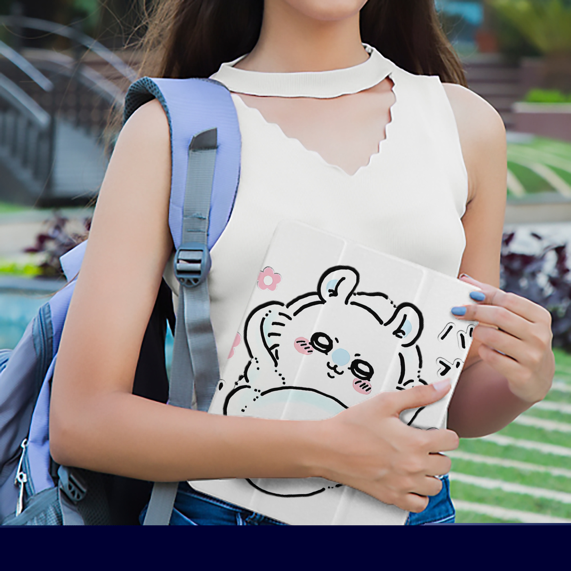 ちいかわ モモンガ Chii-kawa Momonga IPad ケース ペン収納付き 三つ折りスタンド PUレザー×シリコン 対応機種9.5/10.5/10.9インチ