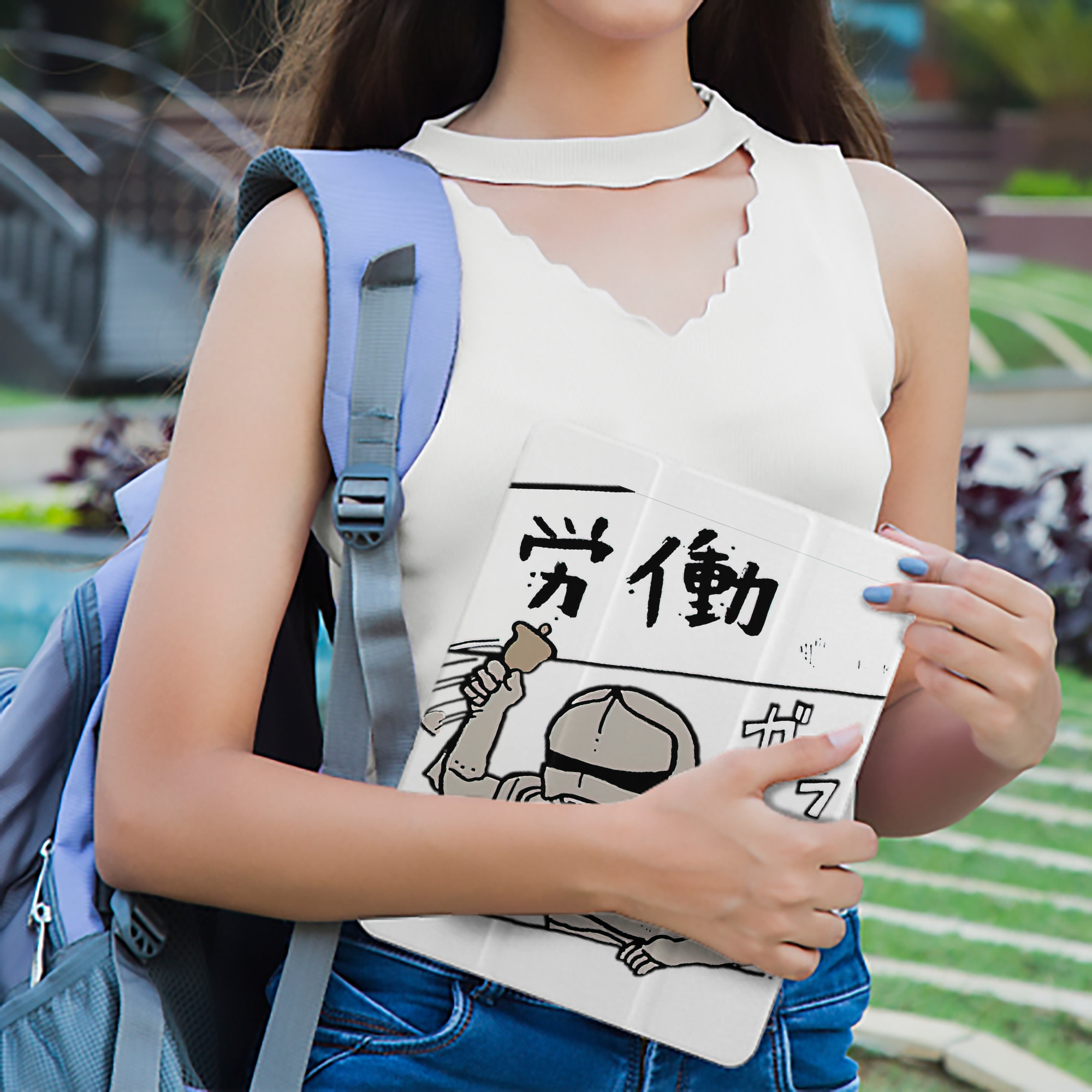 ちいかわ 労働の鎧さん Chii-kawa Mr. Armor of Labor IPad ケース ペン収納付き 三つ折りスタンド PUレザー×シリコン 対応機種9.5/10.5/10.9インチ