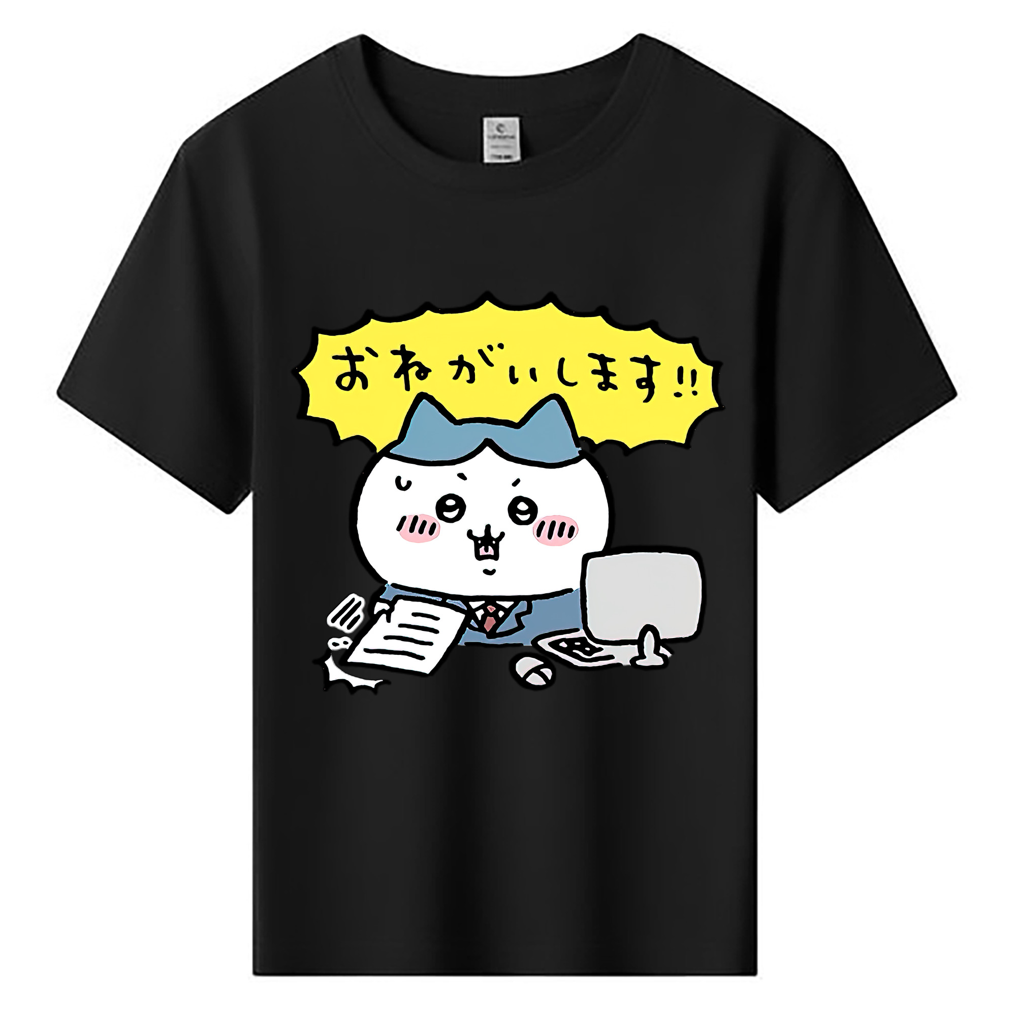 （画像用） ちいかわ ハチワレ Chii-kawa hachiware 綿100％キッズTシャツ（フロントプリント）