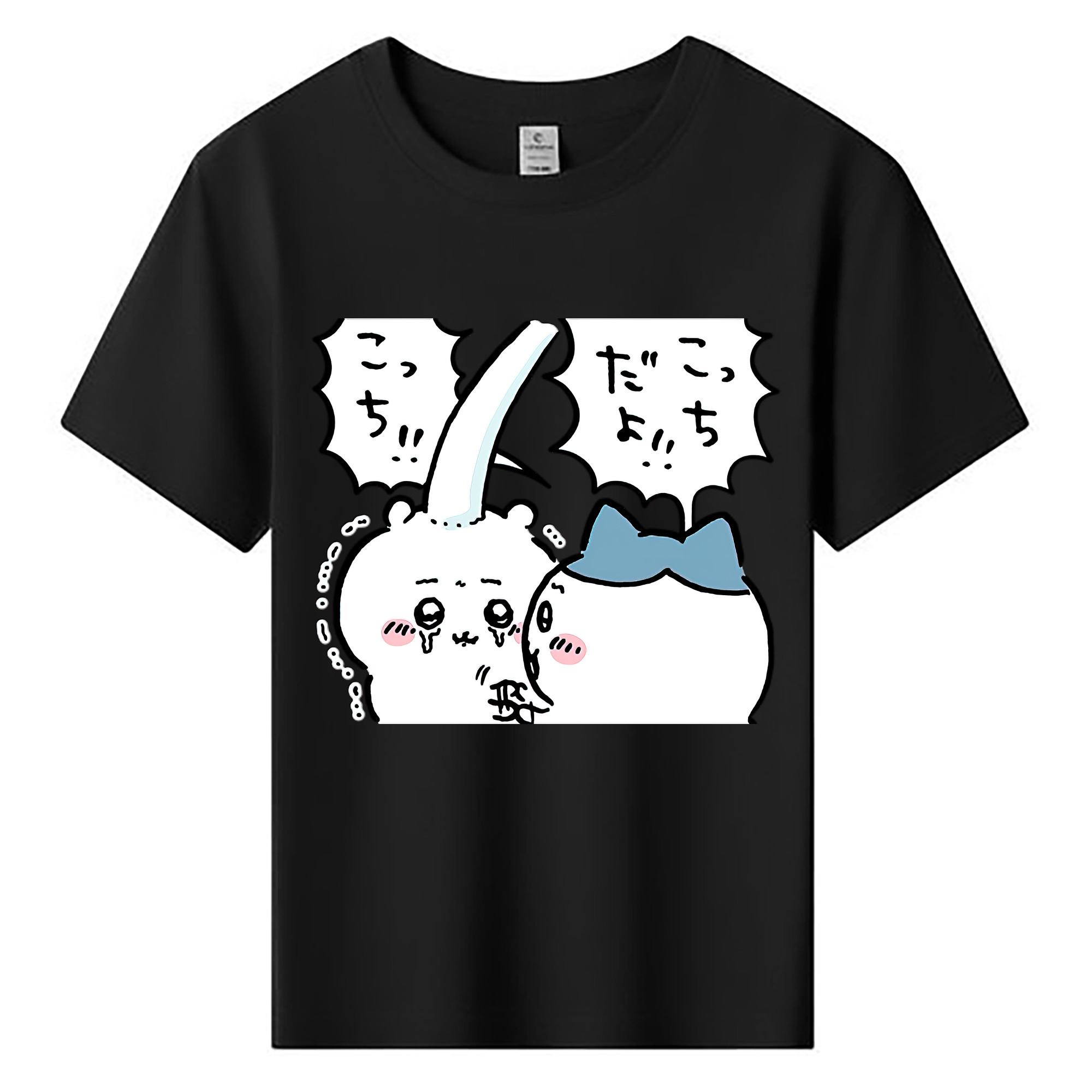（画像用） ちいかわ ハチワレ Chii-kawa hachiware 綿100％キッズTシャツ（フロントプリント）