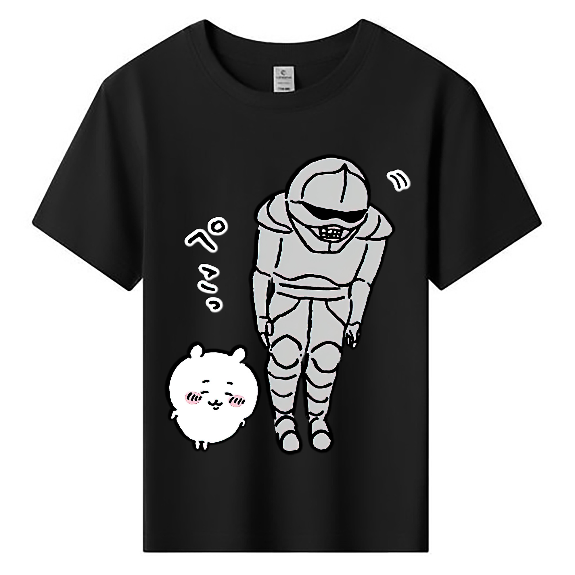 （画像用） ちいかわ 労働の鎧さん Chii-kawa Mr. Armor of Labor 綿100％キッズTシャツ（フロントプリント）