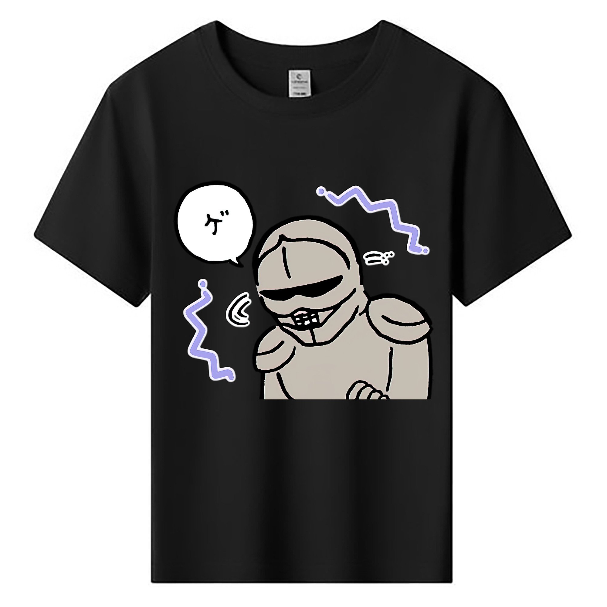 （画像用） ちいかわ 労働の鎧さん Chii-kawa Mr. Armor of Labor 綿100％キッズTシャツ（フロントプリント）