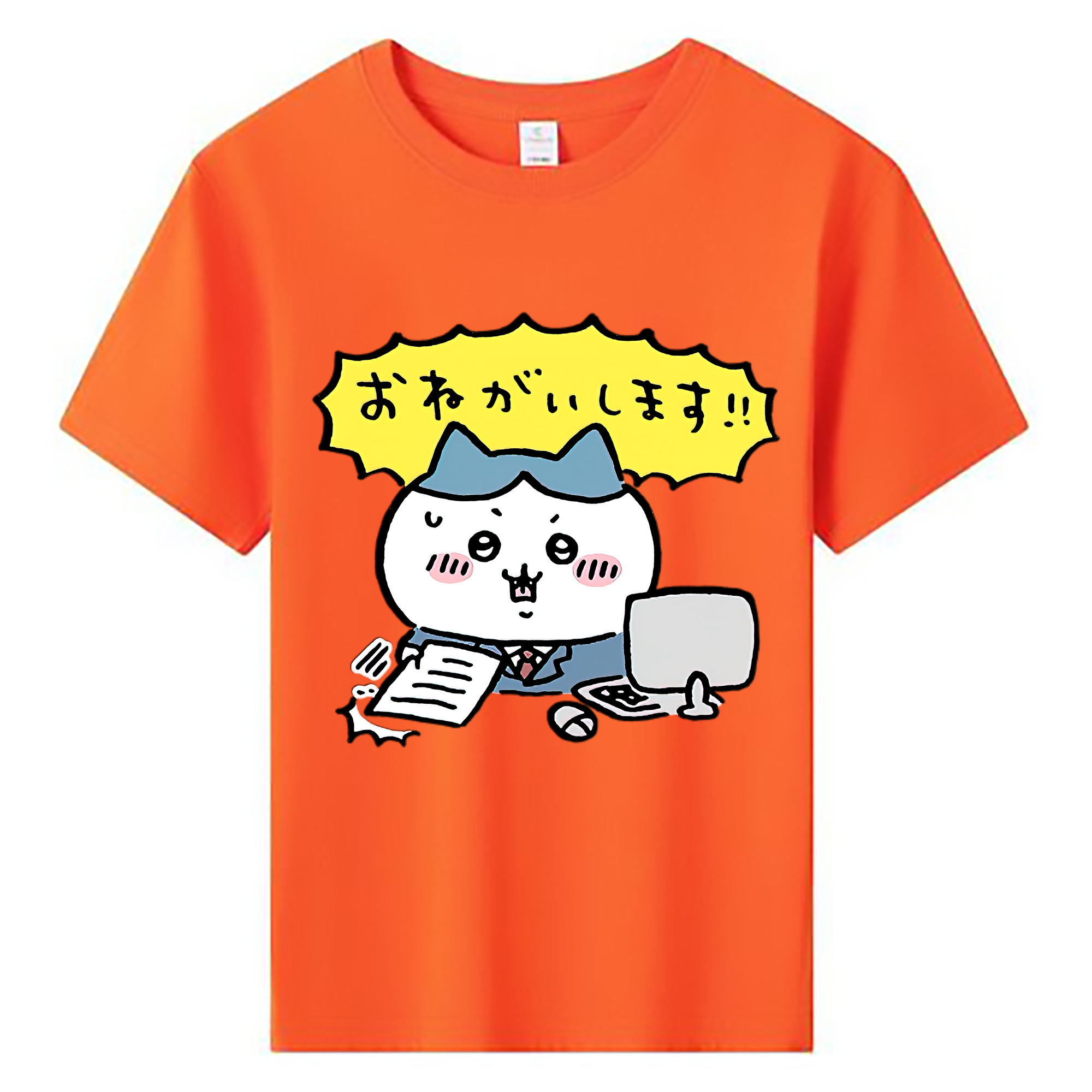 （画像用） ちいかわ ハチワレ Chii-kawa hachiware 綿100％キッズTシャツ（フロントプリント）