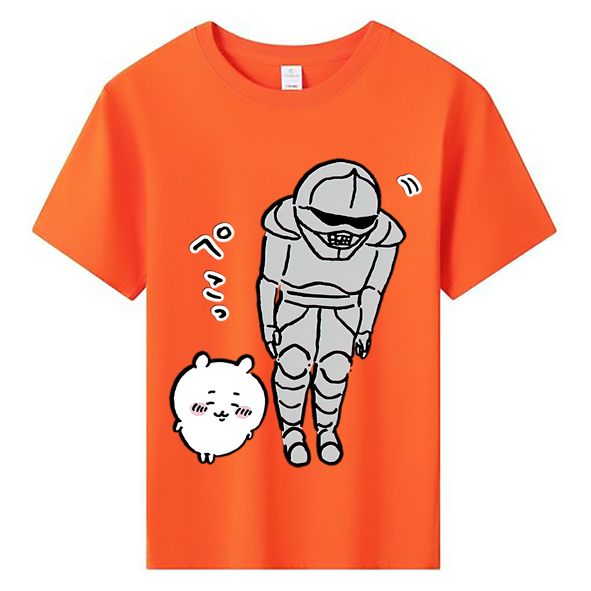 （画像用） ちいかわ 労働の鎧さん Chii-kawa Mr. Armor of Labor 綿100％キッズTシャツ（フロントプリント）