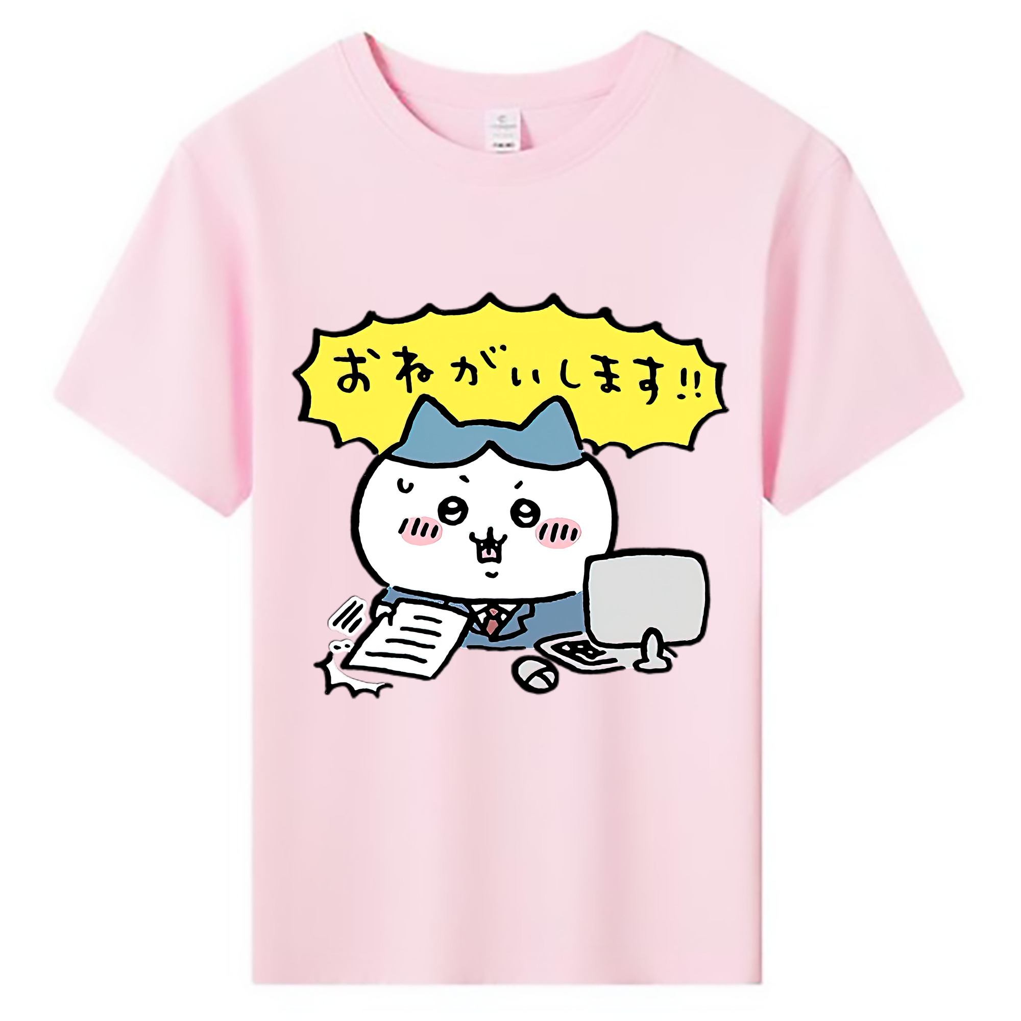 （画像用） ちいかわ ハチワレ Chii-kawa hachiware 綿100％キッズTシャツ（フロントプリント）