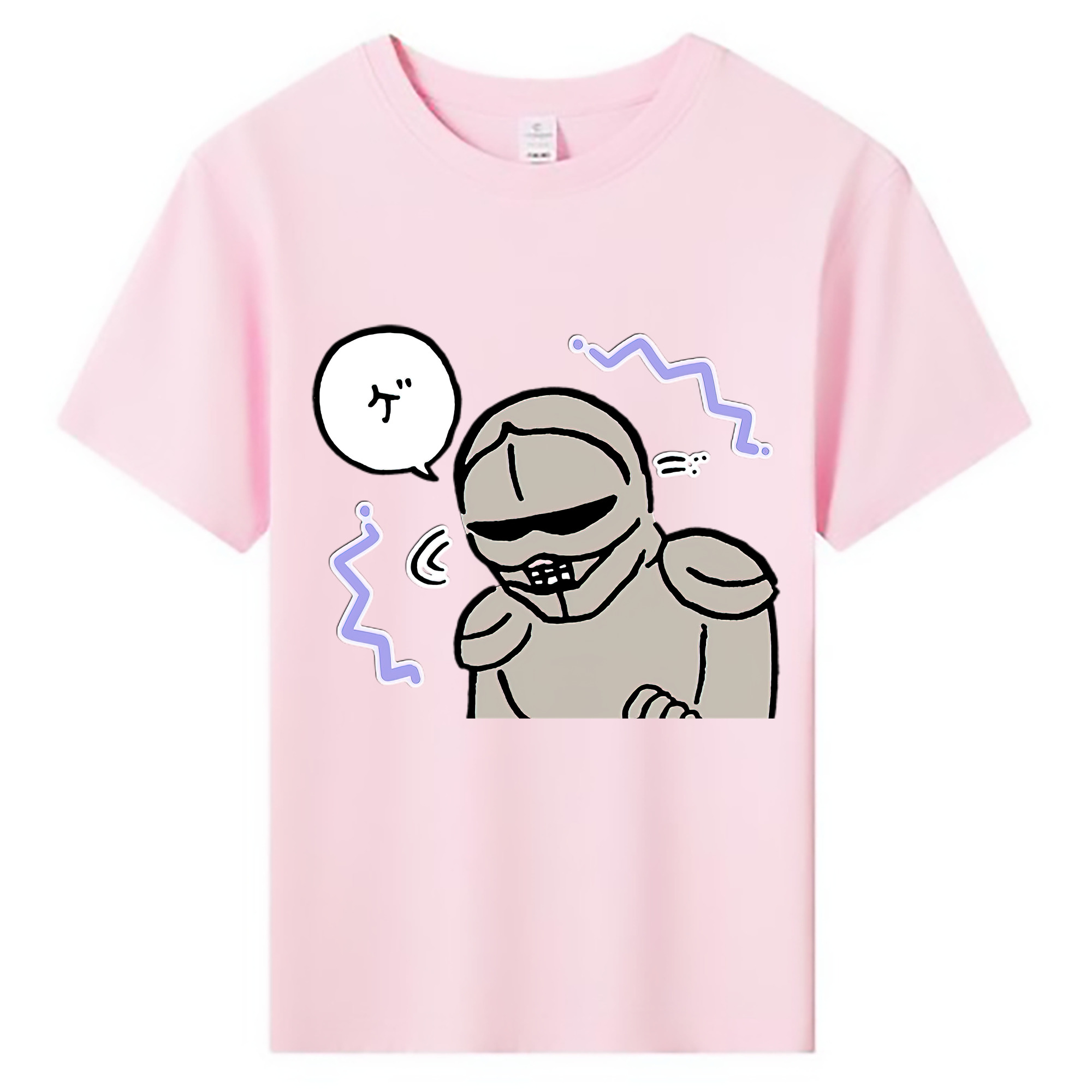 （画像用） ちいかわ 労働の鎧さん Chii-kawa Mr. Armor of Labor 綿100％キッズTシャツ（フロントプリント）