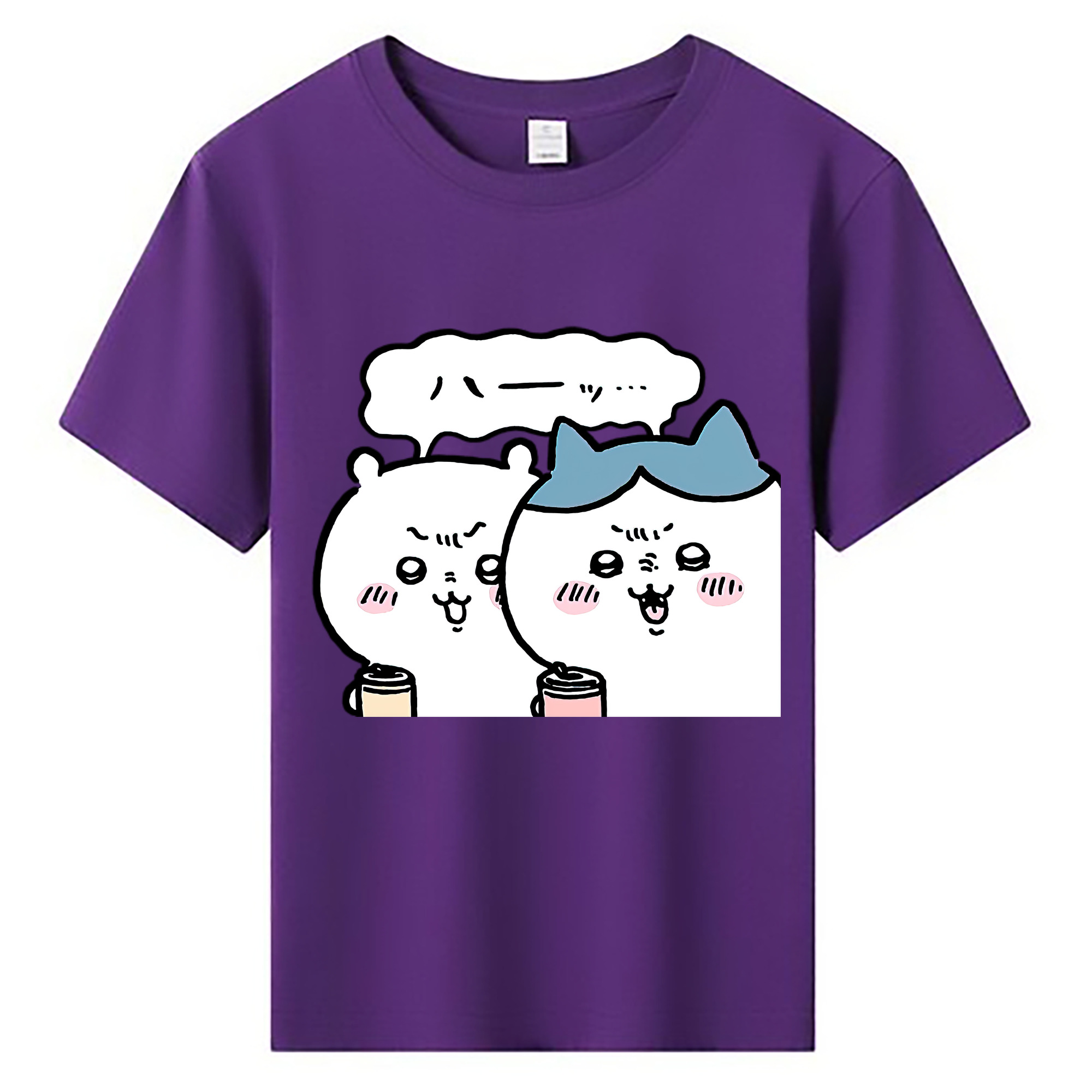 （画像用） ちいかわ ハチワレ Chii-kawa hachiware 綿100％キッズTシャツ（フロントプリント）