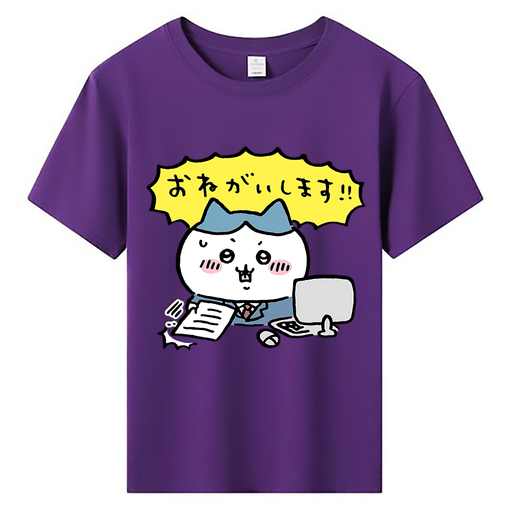 （画像用） ちいかわ ハチワレ Chii-kawa hachiware 綿100％キッズTシャツ（フロントプリント）