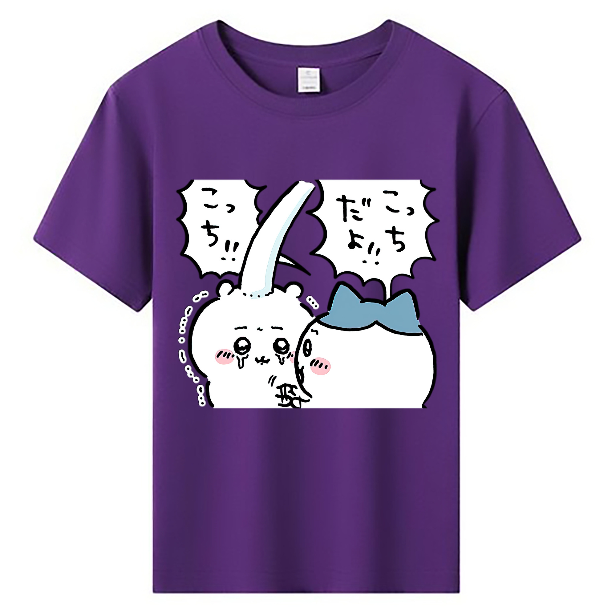 （画像用） ちいかわ ハチワレ Chii-kawa hachiware 綿100％キッズTシャツ（フロントプリント）