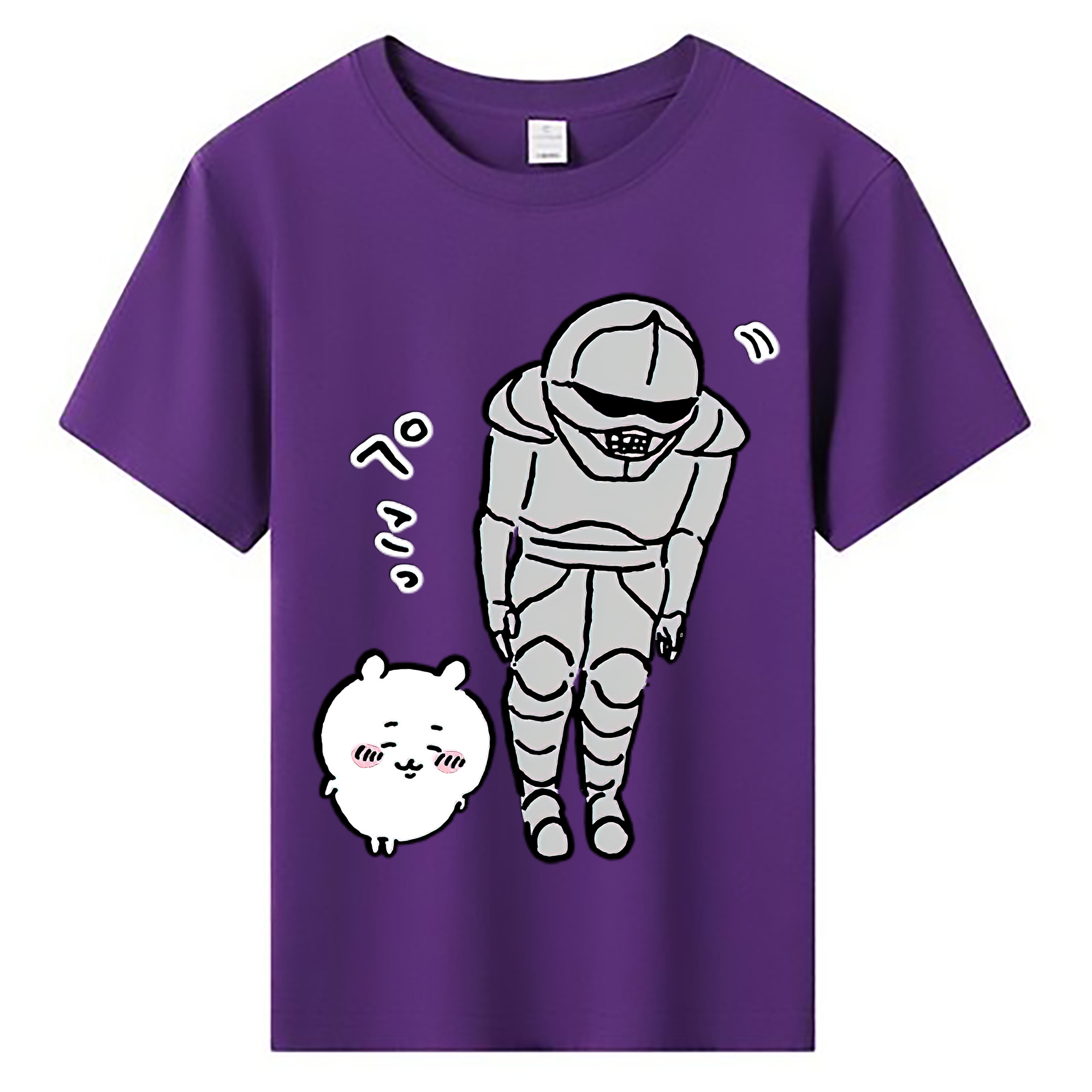 （画像用） ちいかわ 労働の鎧さん Chii-kawa Mr. Armor of Labor 綿100％キッズTシャツ（フロントプリント）