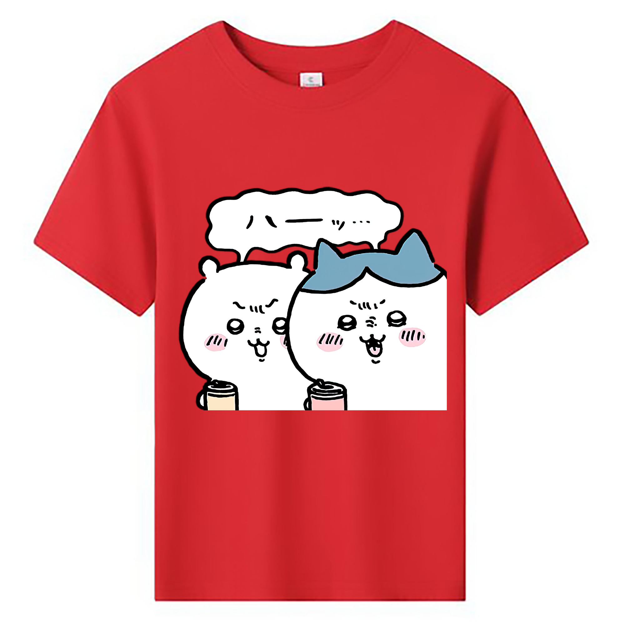 （画像用） ちいかわ ハチワレ Chii-kawa hachiware 綿100％キッズTシャツ（フロントプリント）