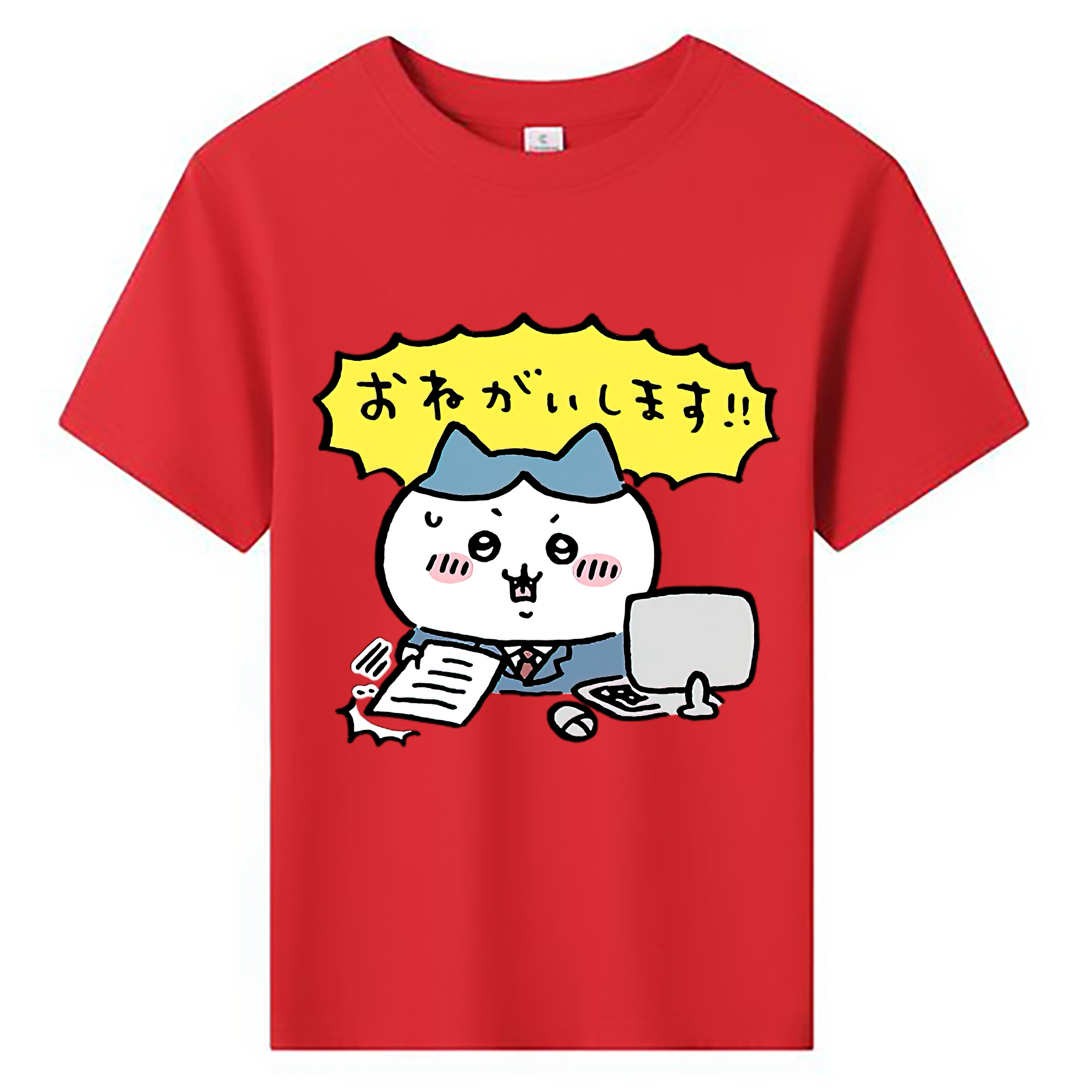 （画像用） ちいかわ ハチワレ Chii-kawa hachiware 綿100％キッズTシャツ（フロントプリント）