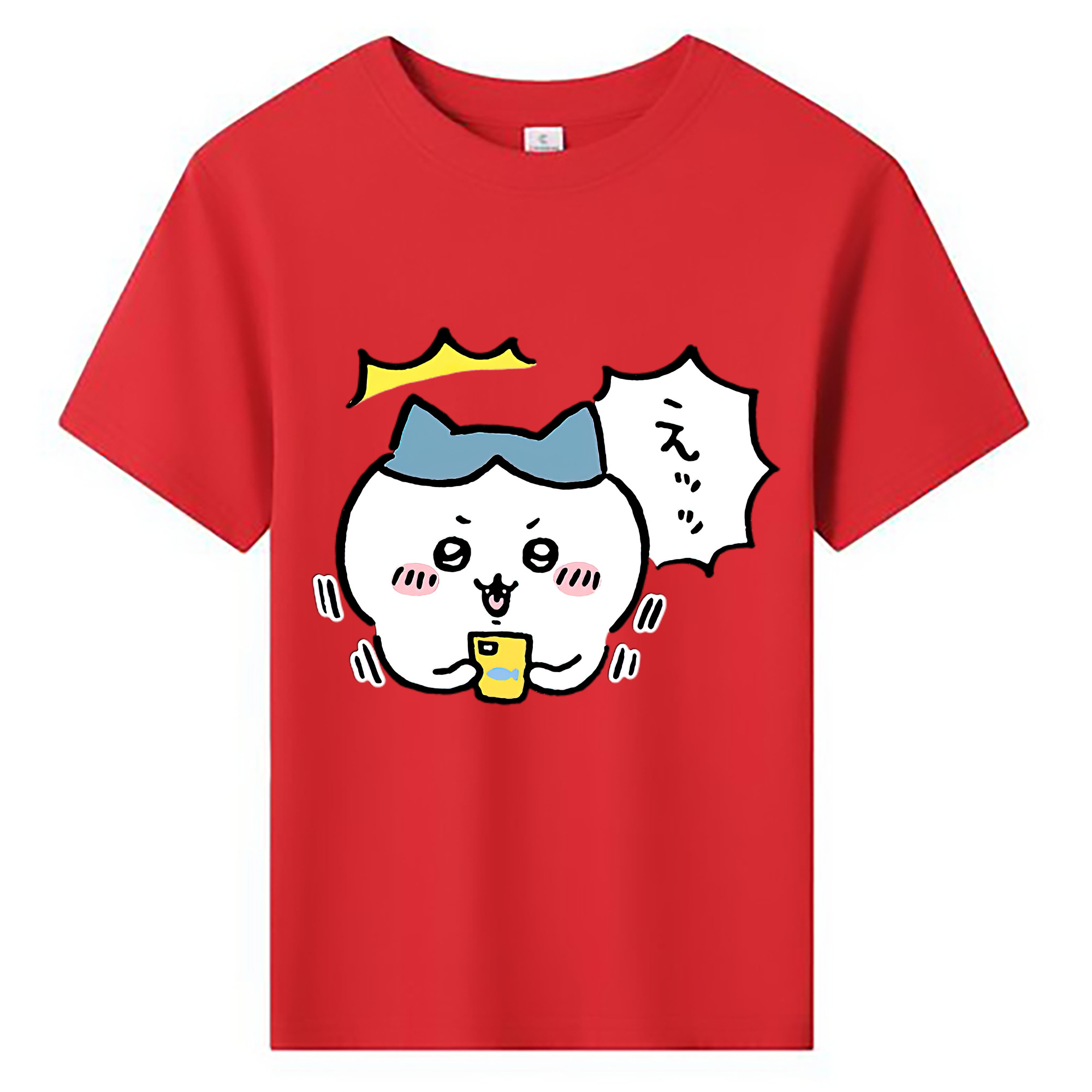 （画像用） ちいかわ ハチワレ Chii-kawa hachiware 綿100％キッズTシャツ（フロントプリント）