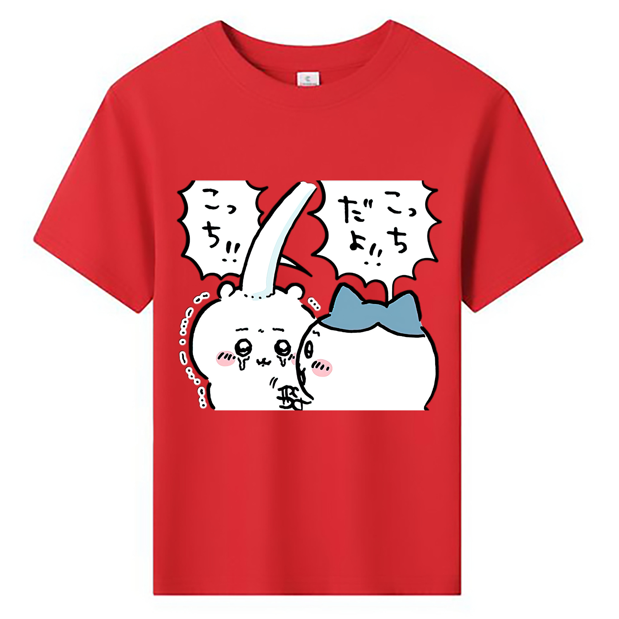 （画像用） ちいかわ ハチワレ Chii-kawa hachiware 綿100％キッズTシャツ（フロントプリント）