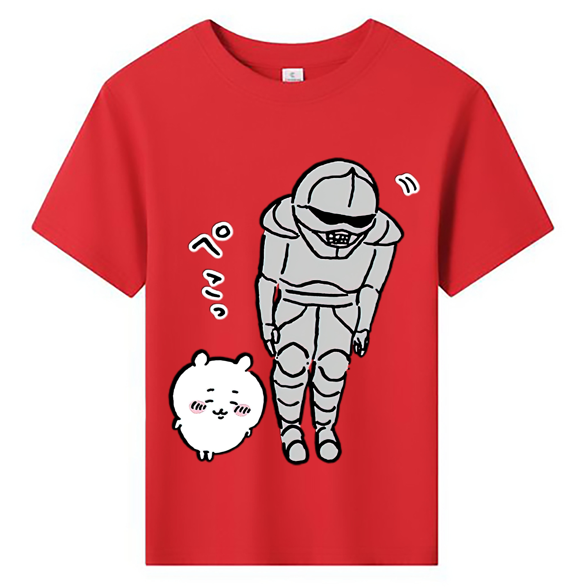 （画像用） ちいかわ 労働の鎧さん Chii-kawa Mr. Armor of Labor 綿100％キッズTシャツ（フロントプリント）