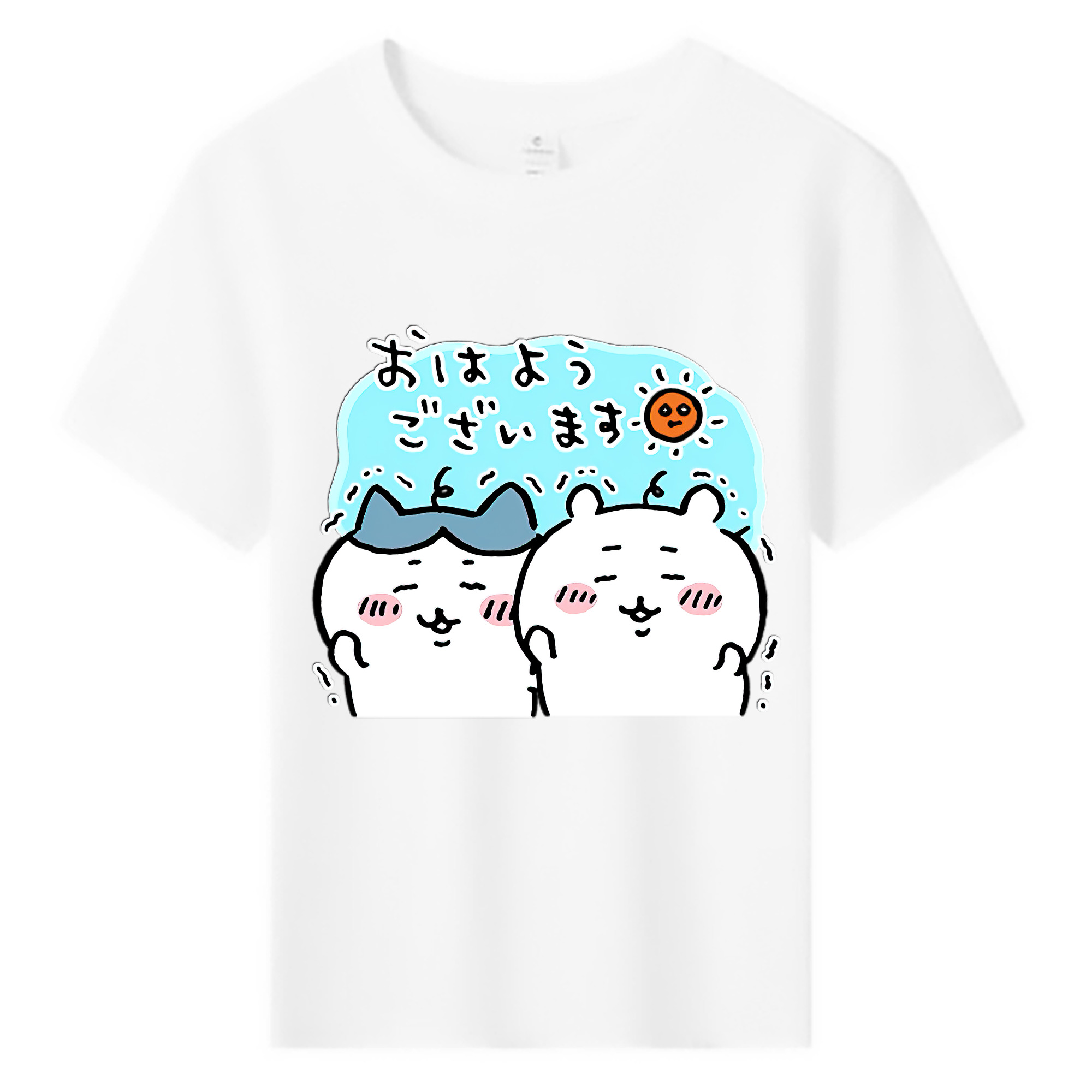 （画像用） ちいかわ ハチワレ Chii-kawa hachiware 綿100％キッズTシャツ（フロントプリント）