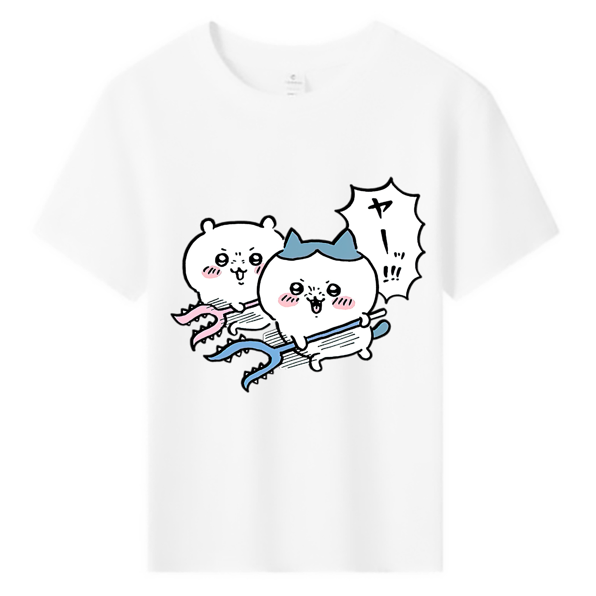 （画像用） ちいかわ ハチワレ Chii-kawa hachiware 綿100％キッズTシャツ（フロントプリント）