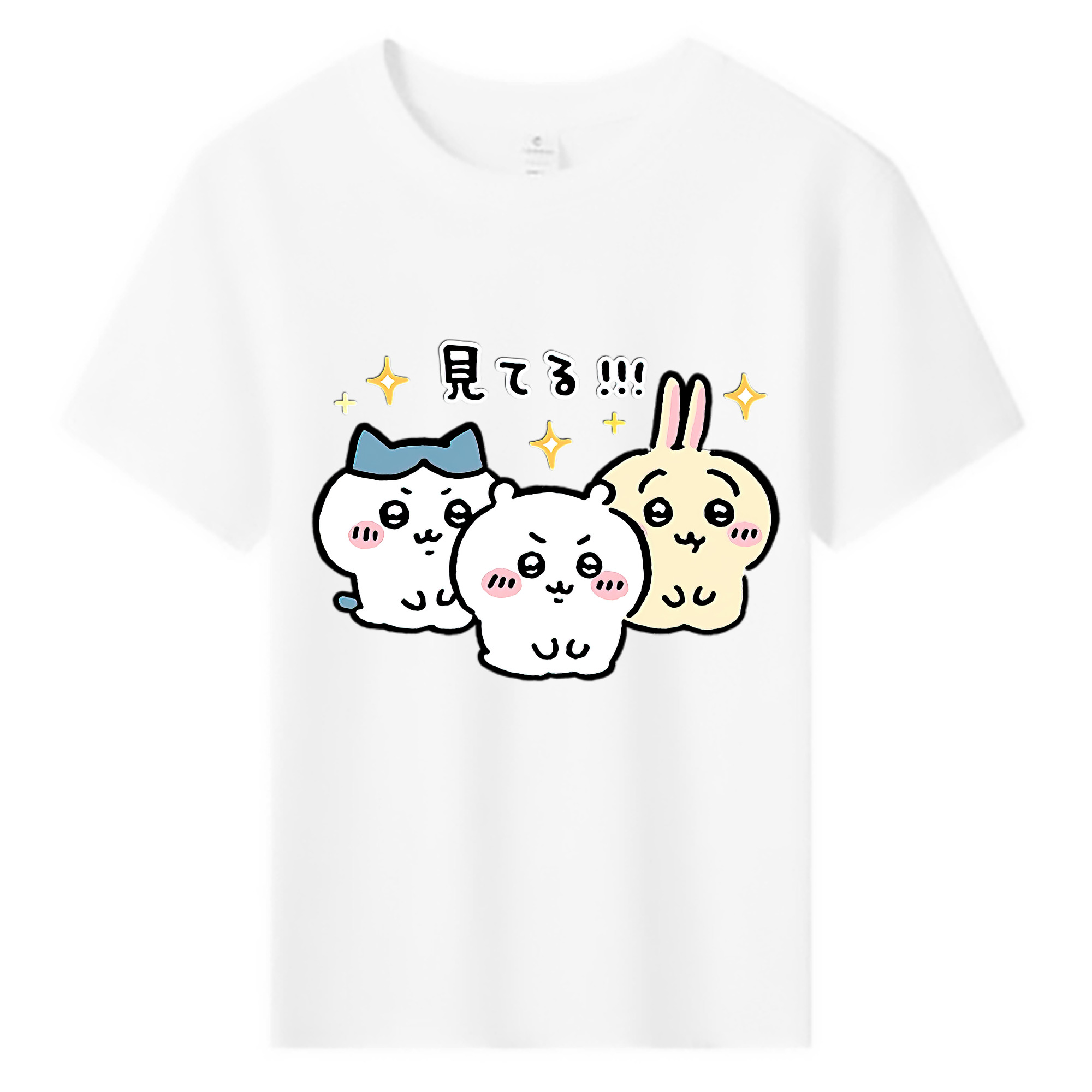 （画像用） ちいかわ ハチワレ Chii-kawa hachiware 綿100％キッズTシャツ（フロントプリント）