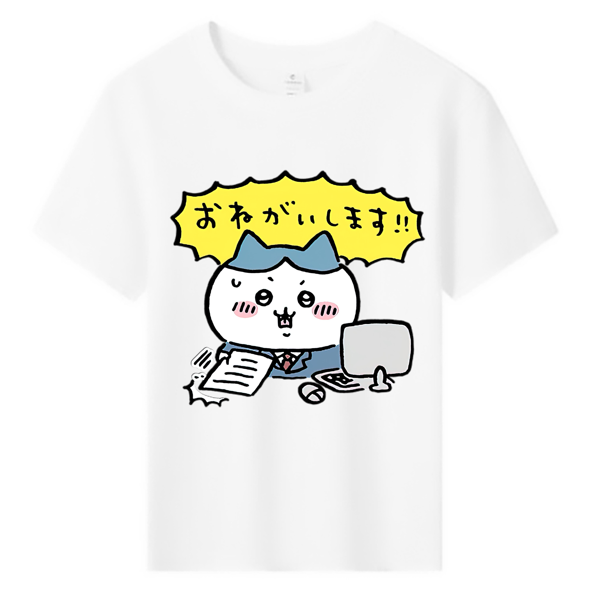（画像用） ちいかわ ハチワレ Chii-kawa hachiware 綿100％キッズTシャツ（フロントプリント）