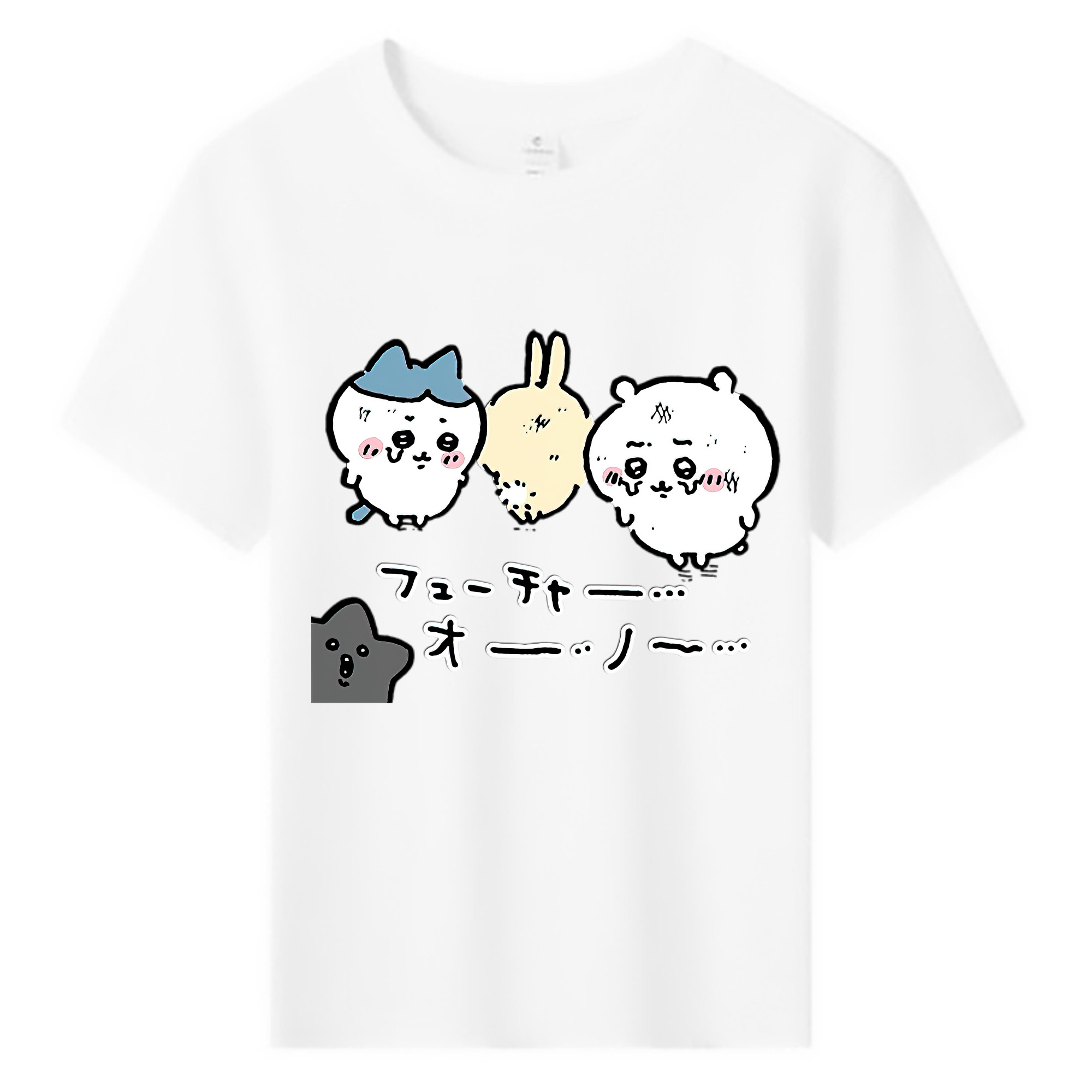 （画像用） ちいかわ ハチワレ Chii-kawa hachiware 綿100％キッズTシャツ（フロントプリント）