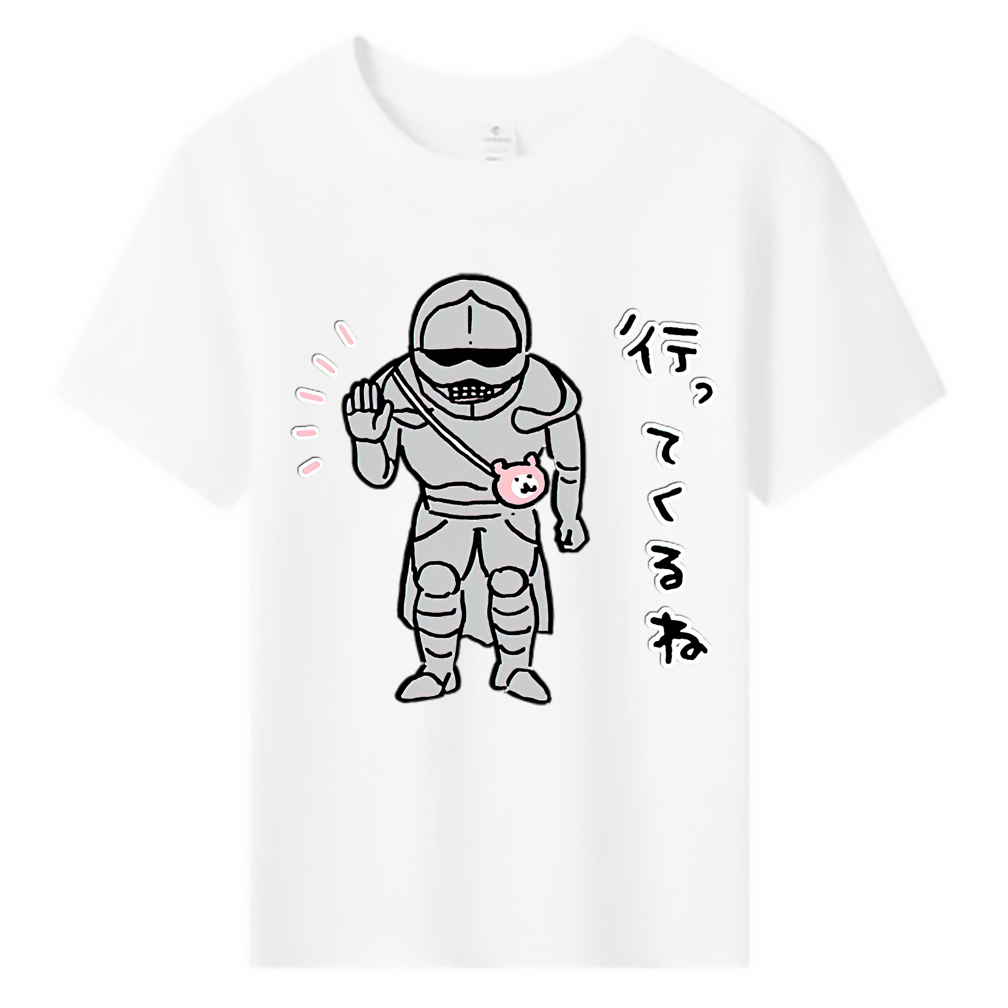 （画像用） ちいかわ 労働の鎧さん Chii-kawa Mr. Armor of Labor 綿100％キッズTシャツ（フロントプリント）