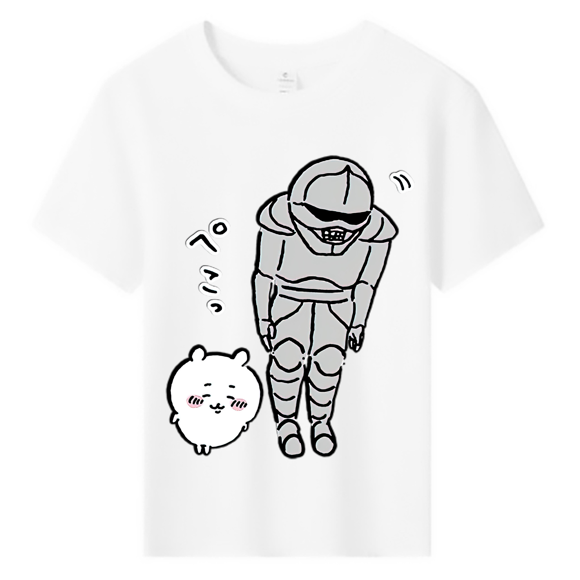 （画像用） ちいかわ 労働の鎧さん Chii-kawa Mr. Armor of Labor 綿100％キッズTシャツ（フロントプリント）