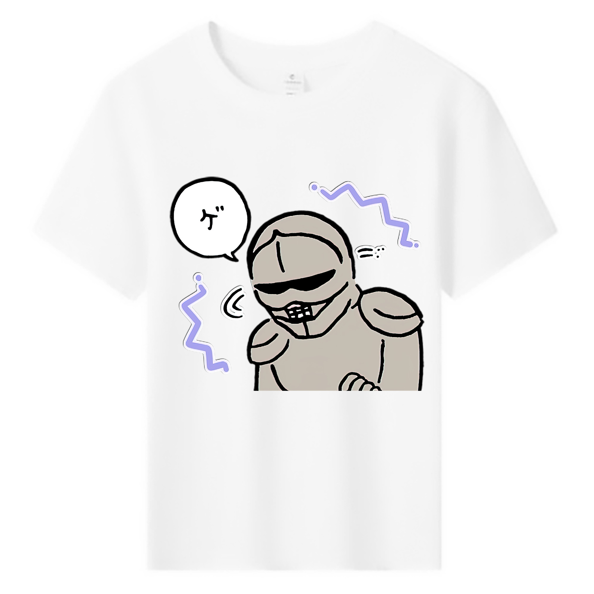 （画像用） ちいかわ 労働の鎧さん Chii-kawa Mr. Armor of Labor 綿100％キッズTシャツ（フロントプリント）