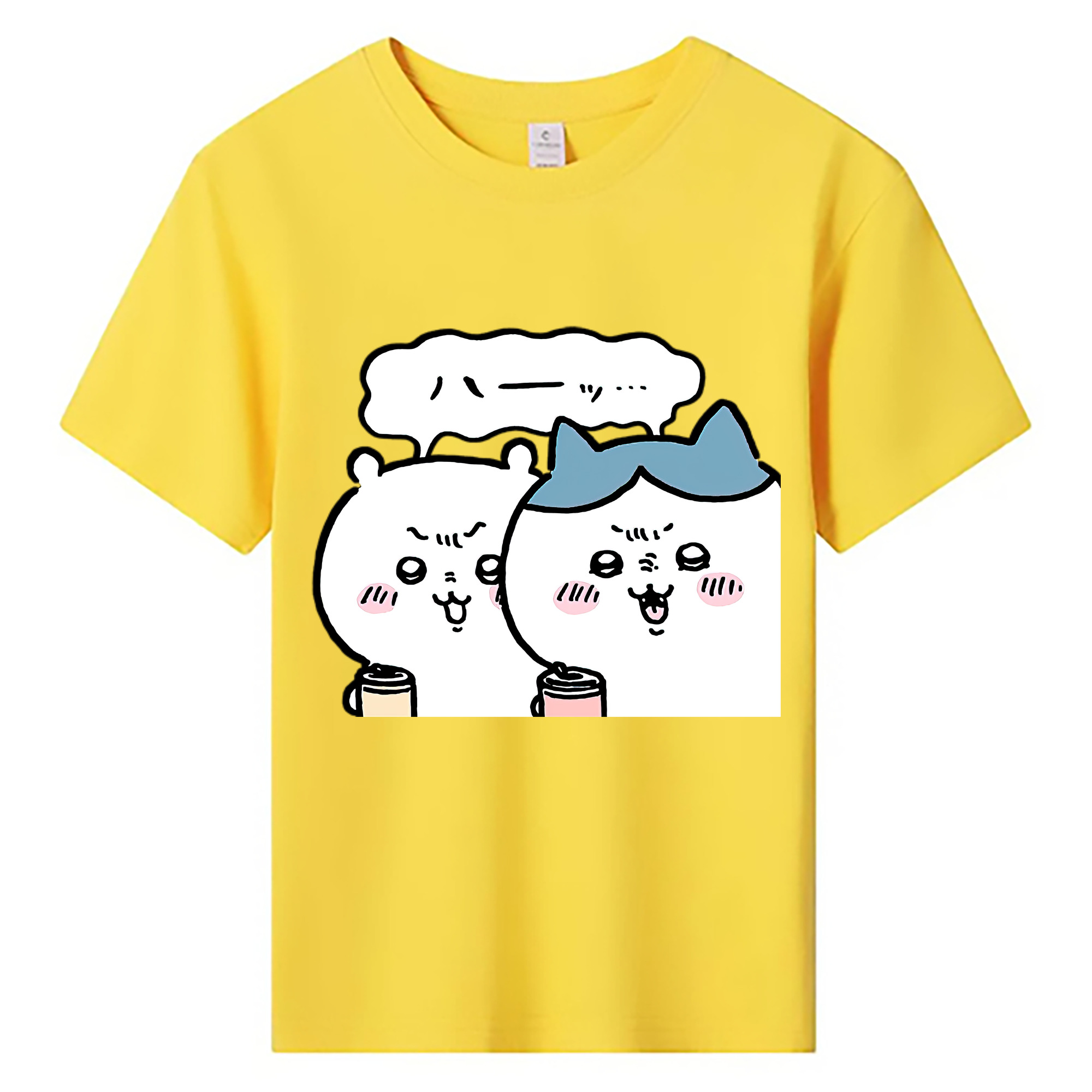 （画像用） ちいかわ ハチワレ Chii-kawa hachiware 綿100％キッズTシャツ（フロントプリント）