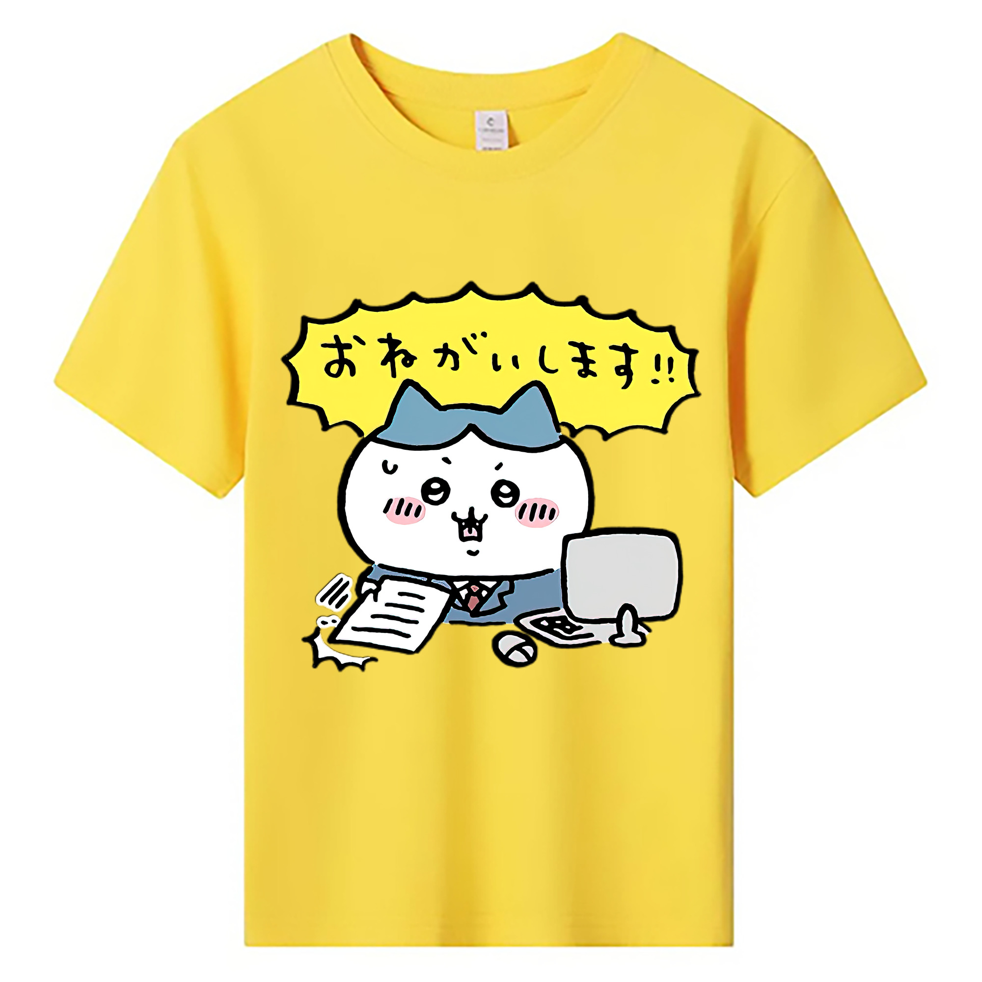 （画像用） ちいかわ ハチワレ Chii-kawa hachiware 綿100％キッズTシャツ（フロントプリント）