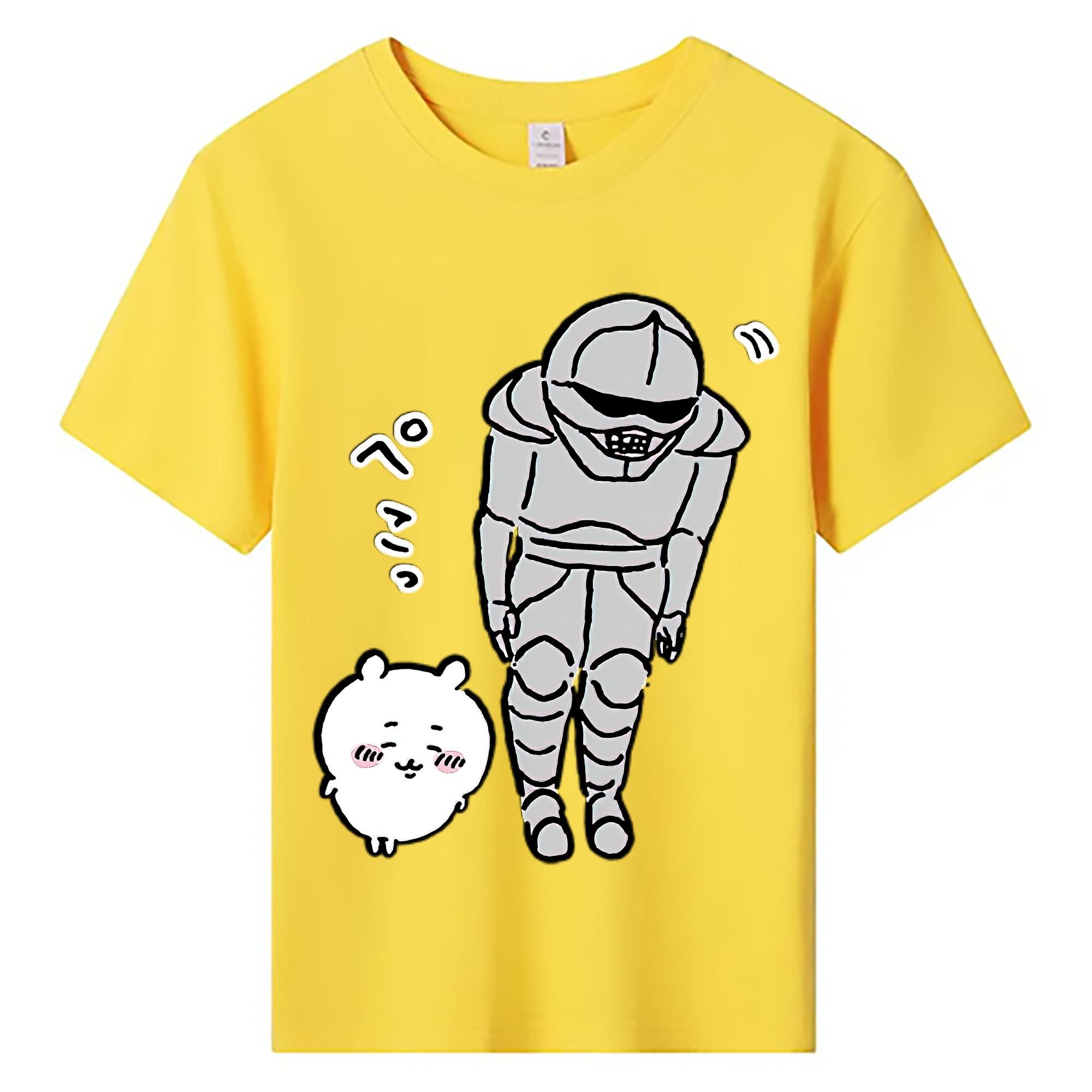 （画像用） ちいかわ 労働の鎧さん Chii-kawa Mr. Armor of Labor 綿100％キッズTシャツ（フロントプリント）