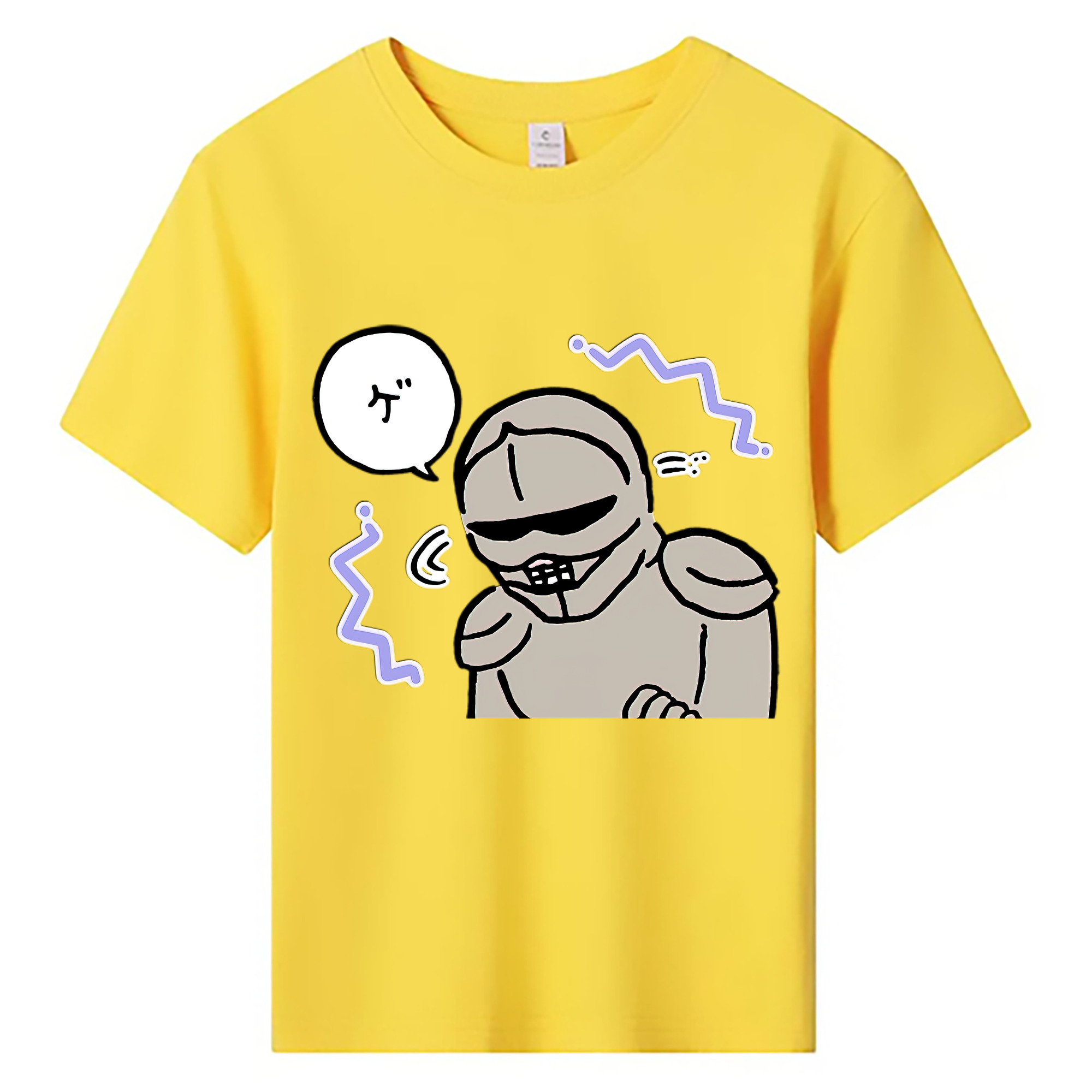 （画像用） ちいかわ 労働の鎧さん Chii-kawa Mr. Armor of Labor 綿100％キッズTシャツ（フロントプリント）