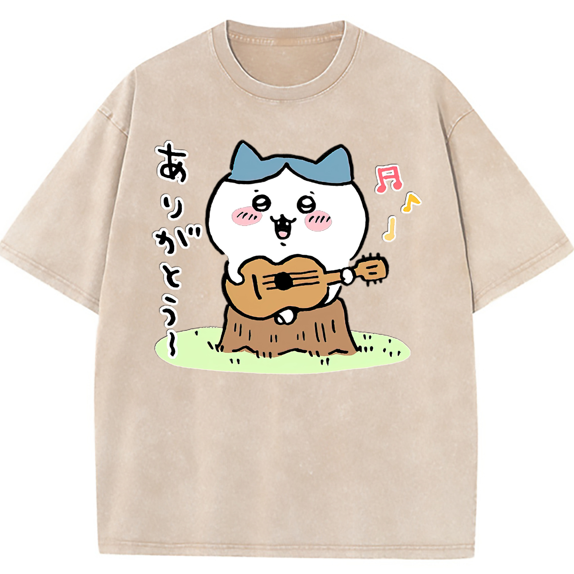 （画像用） ちいかわ ハチワレ Chii-kawa hachiware 綿100% ヴィンテージ風 半袖Tシャツ（フロントプリント）