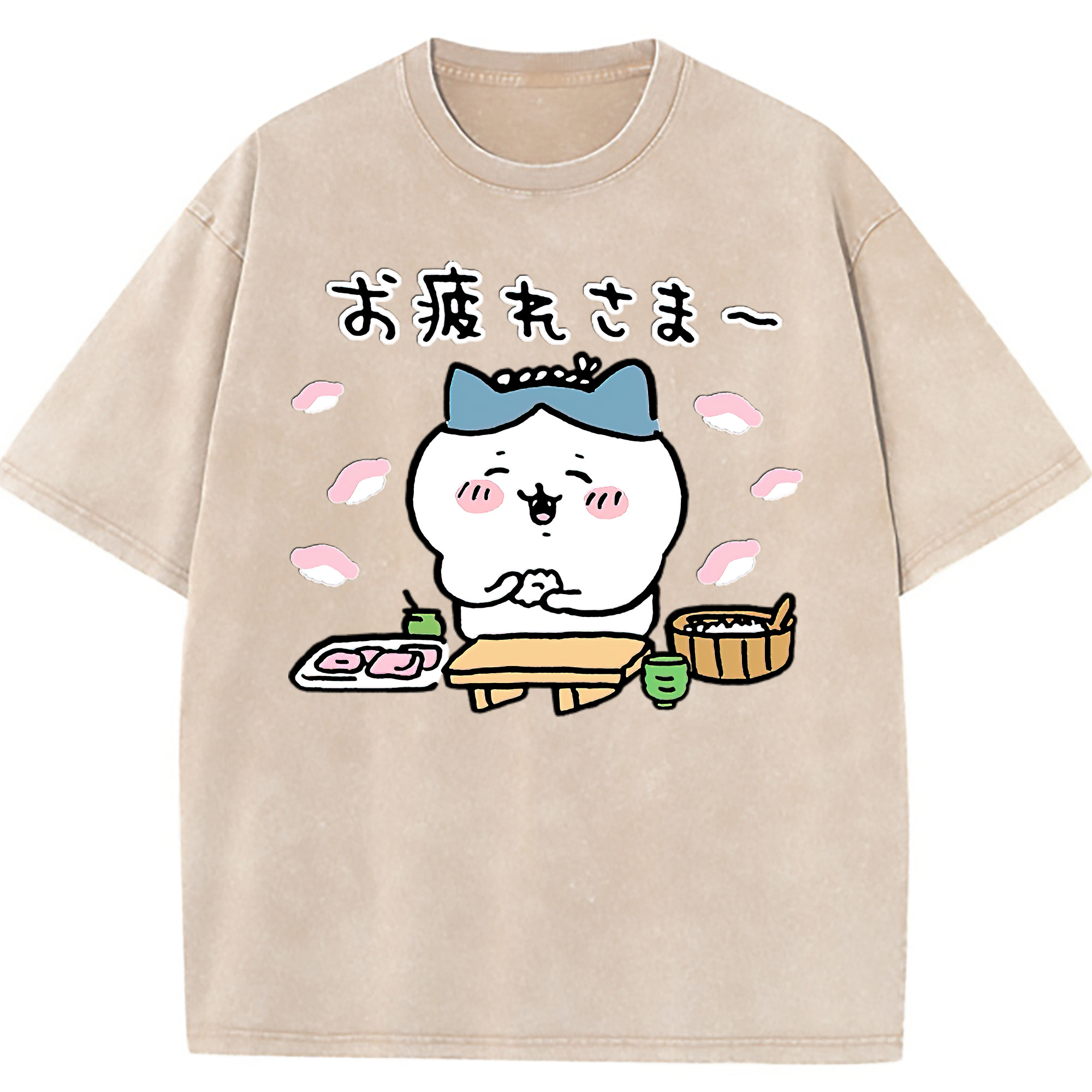 （画像用） ちいかわ ハチワレ Chii-kawa hachiware 綿100% ヴィンテージ風 半袖Tシャツ（フロントプリント）