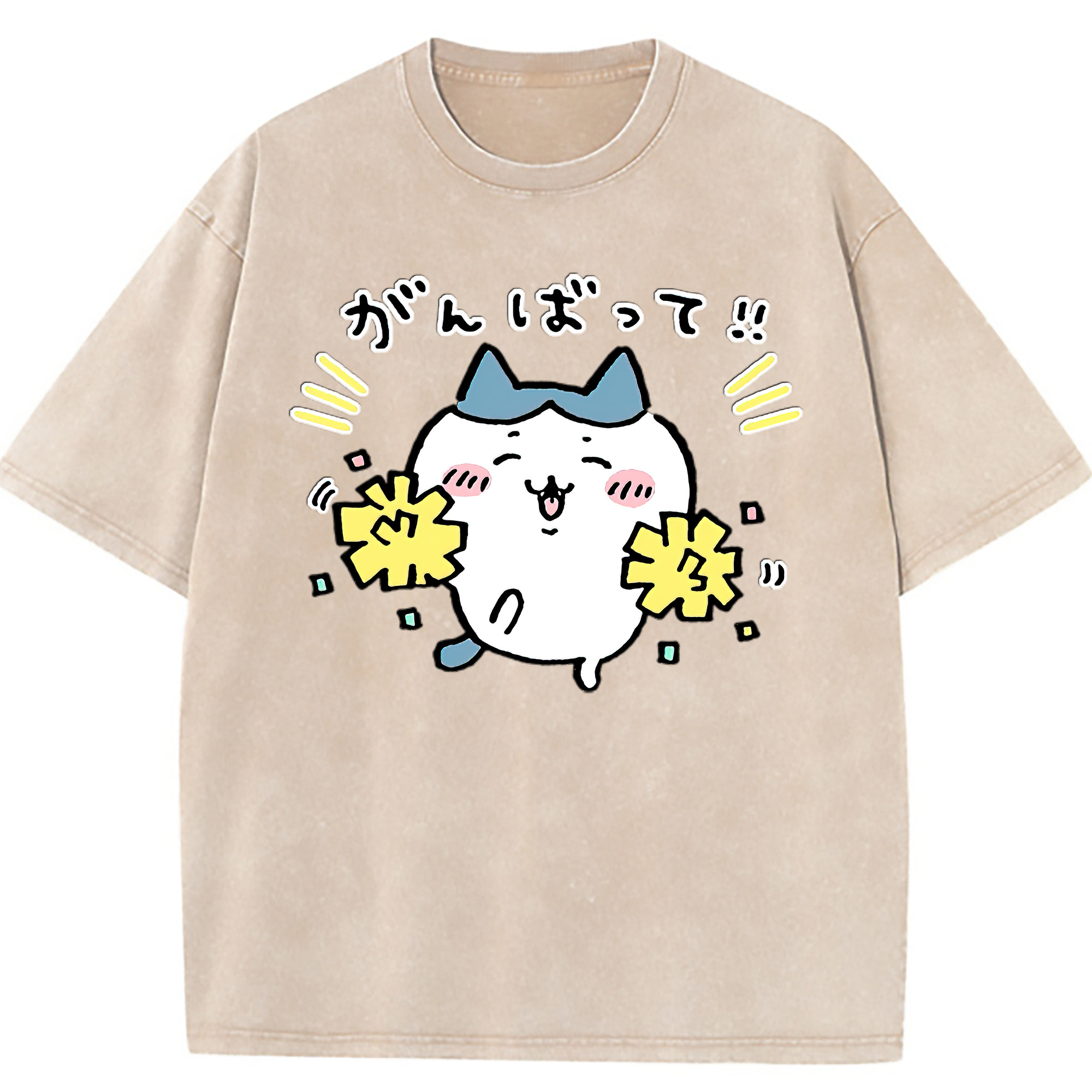 （画像用） ちいかわ ハチワレ Chii-kawa hachiware 綿100% ヴィンテージ風 半袖Tシャツ（フロントプリント）