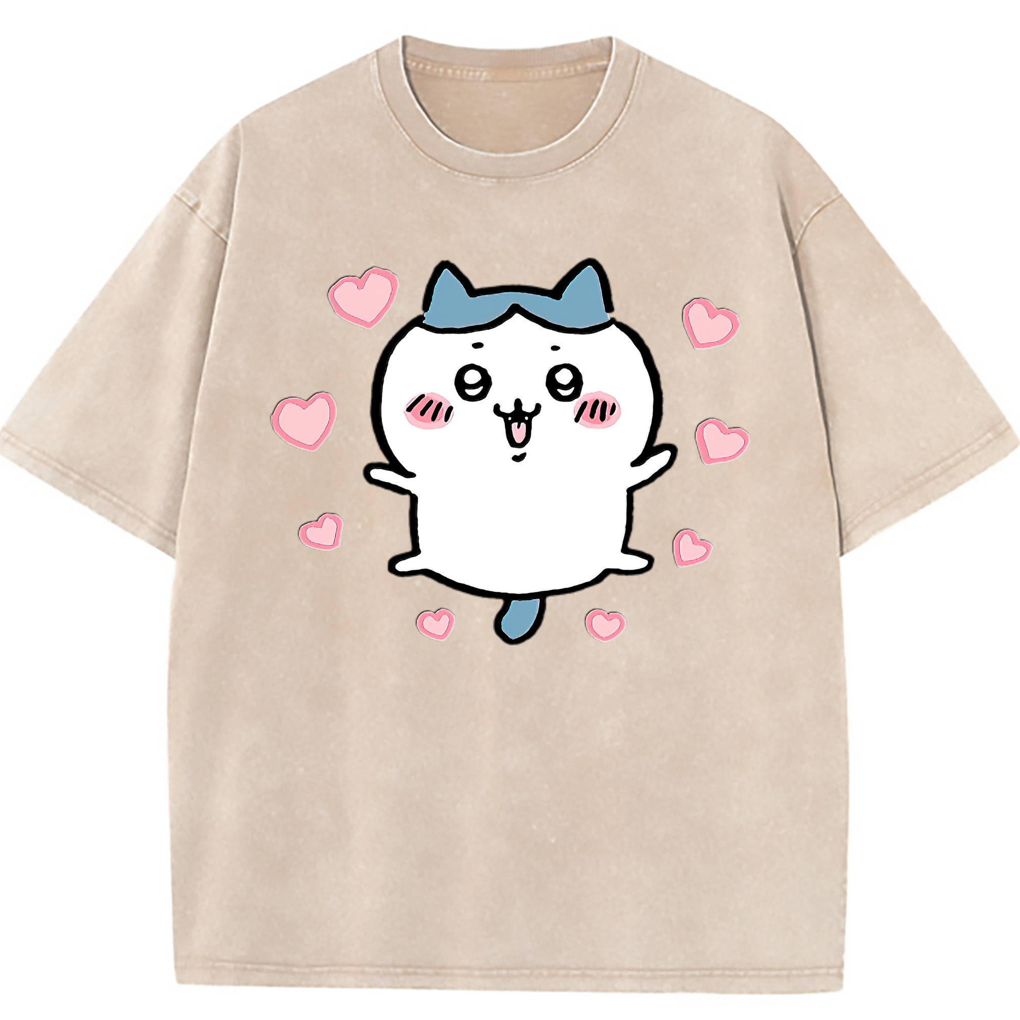 （画像用） ちいかわ ハチワレ Chii-kawa hachiware 綿100% ヴィンテージ風 半袖Tシャツ（フロントプリント）