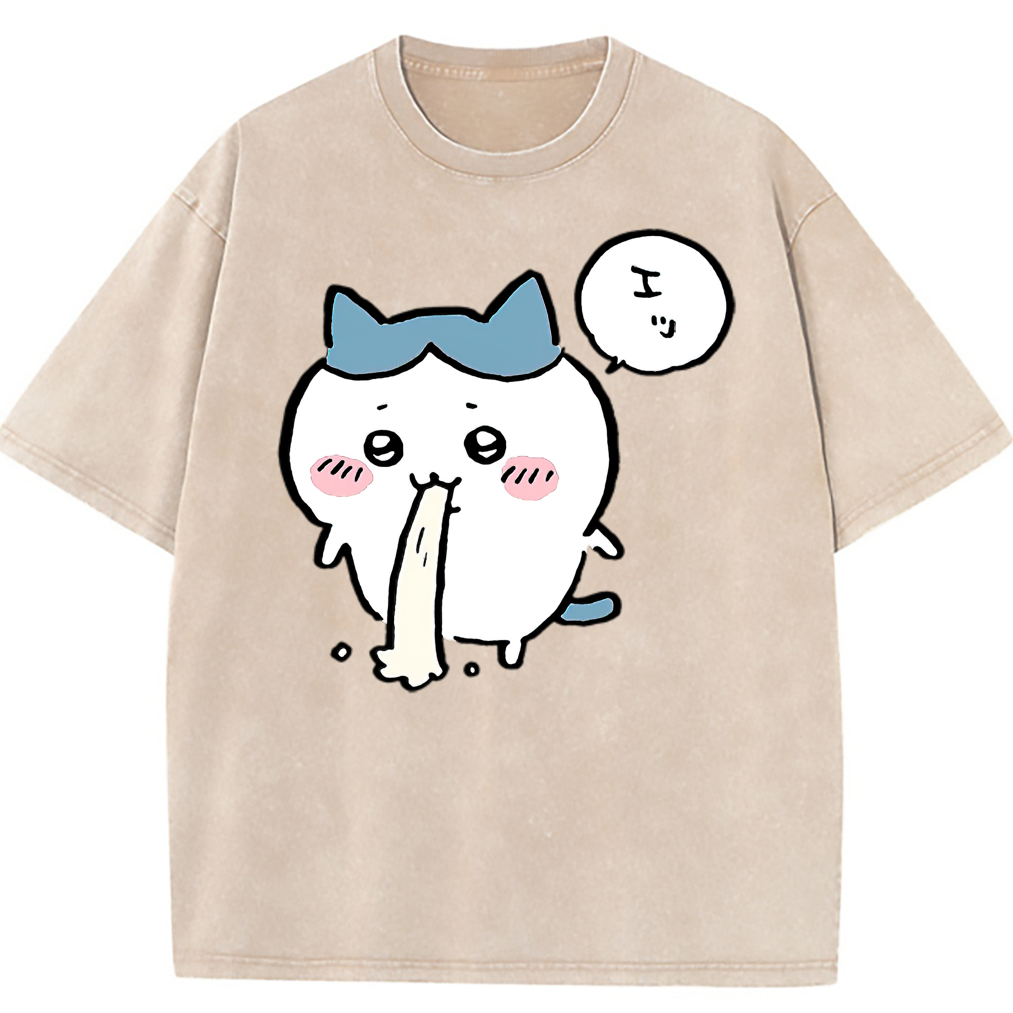 （画像用） ちいかわ ハチワレ Chii-kawa hachiware 綿100% ヴィンテージ風 半袖Tシャツ（フロントプリント）