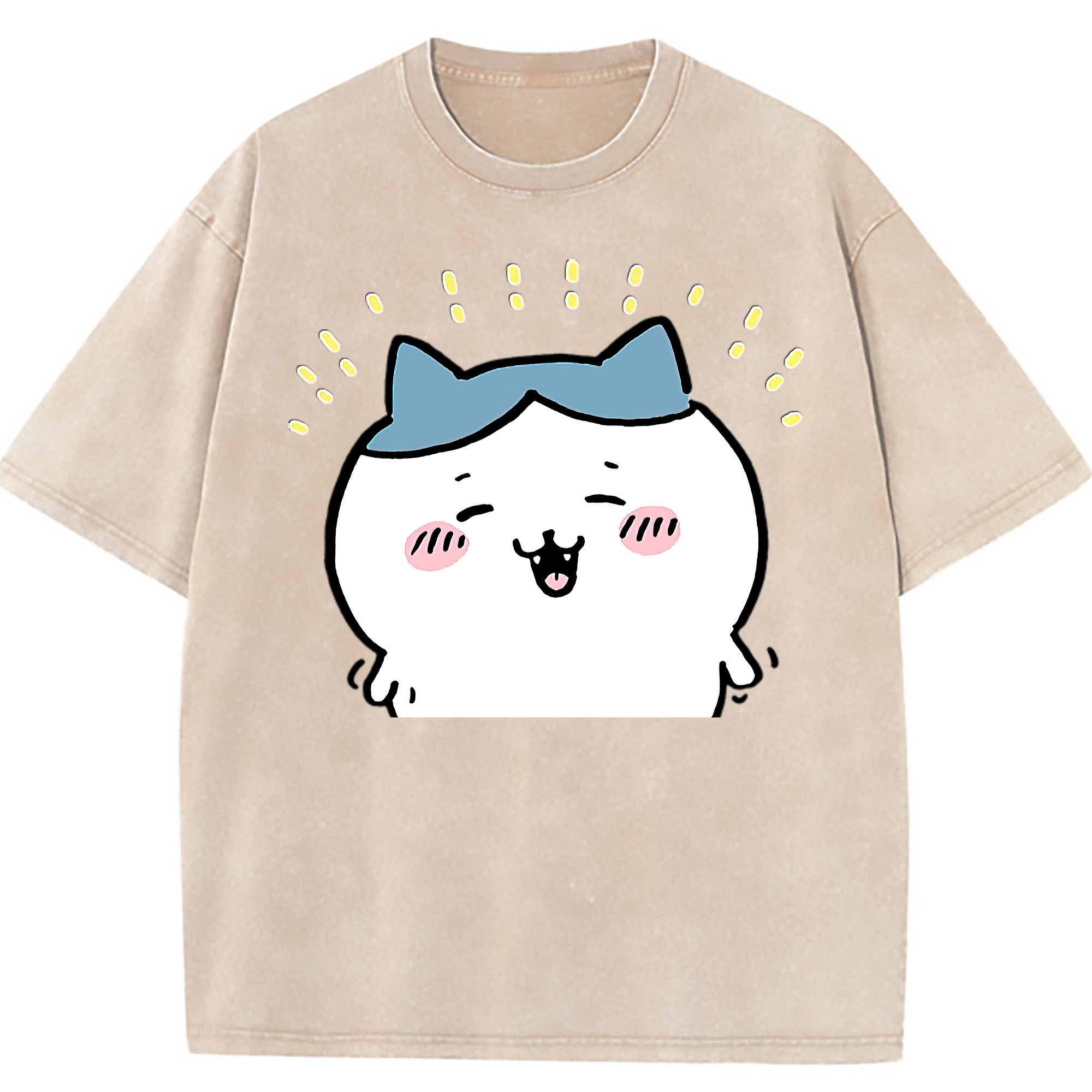 （画像用） ちいかわ ハチワレ Chii-kawa hachiware 綿100% ヴィンテージ風 半袖Tシャツ（フロントプリント）
