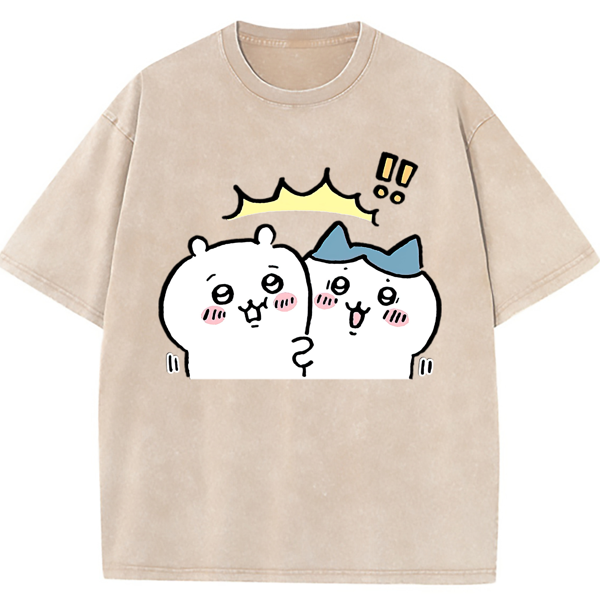（画像用） ちいかわ ハチワレ Chii-kawa hachiware 綿100% ヴィンテージ風 半袖Tシャツ（フロントプリント）