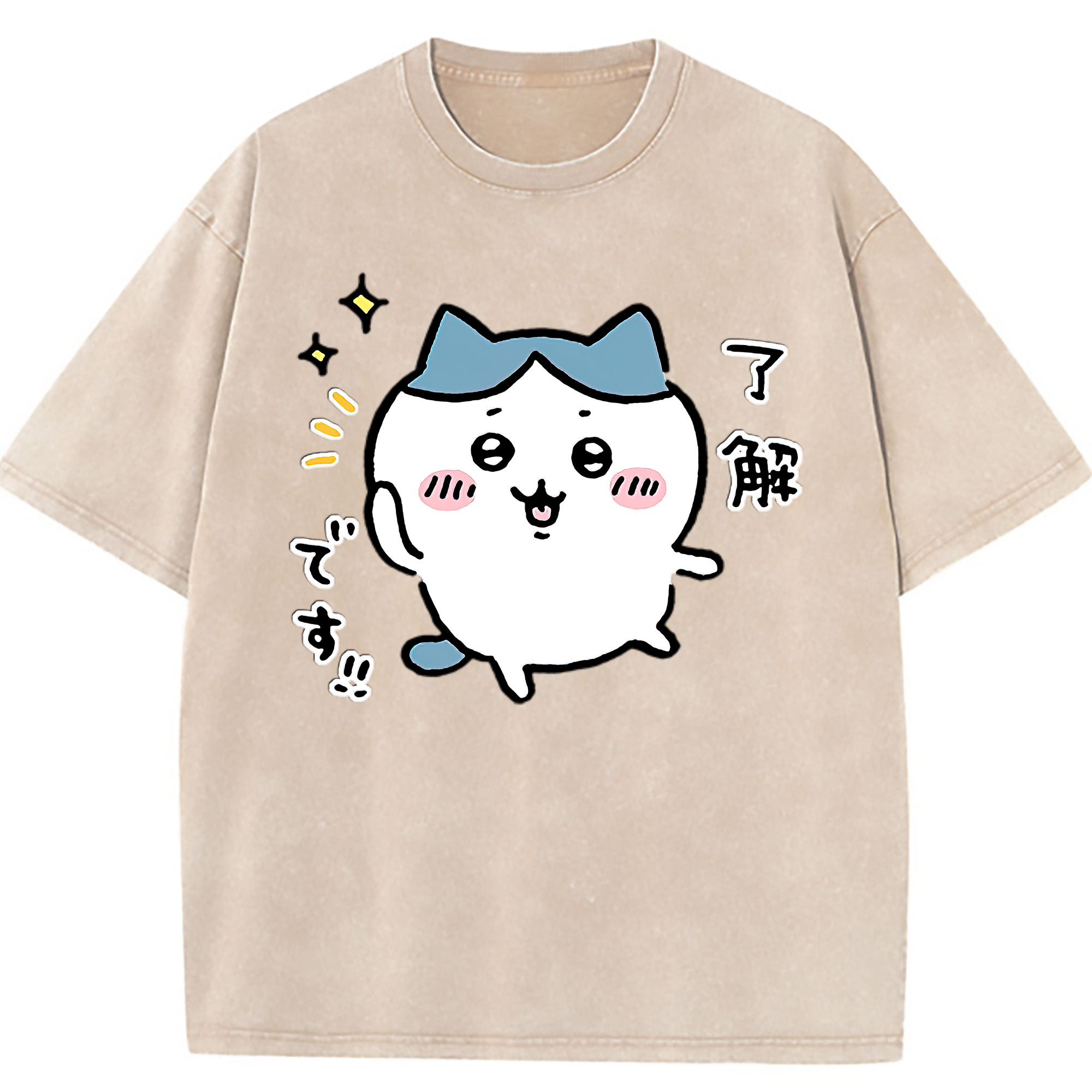 （画像用） ちいかわ ハチワレ Chii-kawa hachiware 綿100% ヴィンテージ風 半袖Tシャツ（フロントプリント）