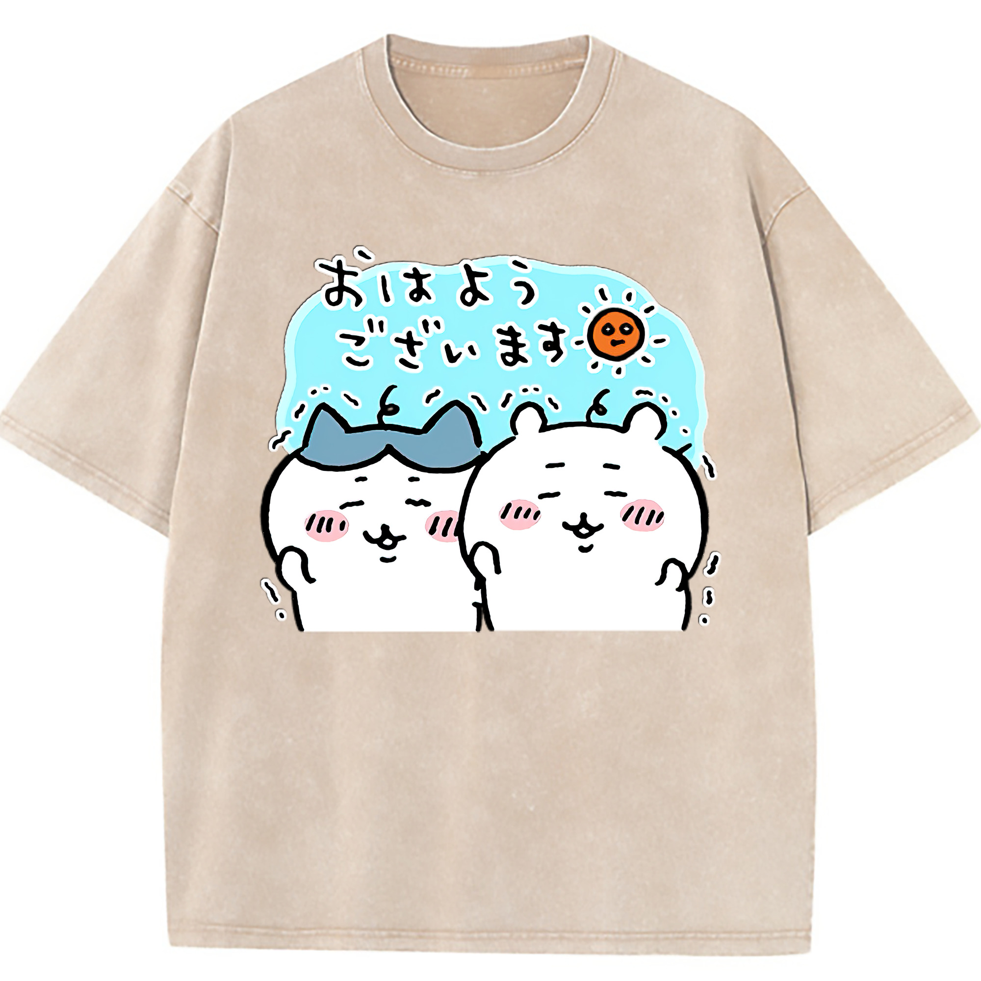 （画像用） ちいかわ ハチワレ Chii-kawa hachiware 綿100% ヴィンテージ風 半袖Tシャツ（フロントプリント）