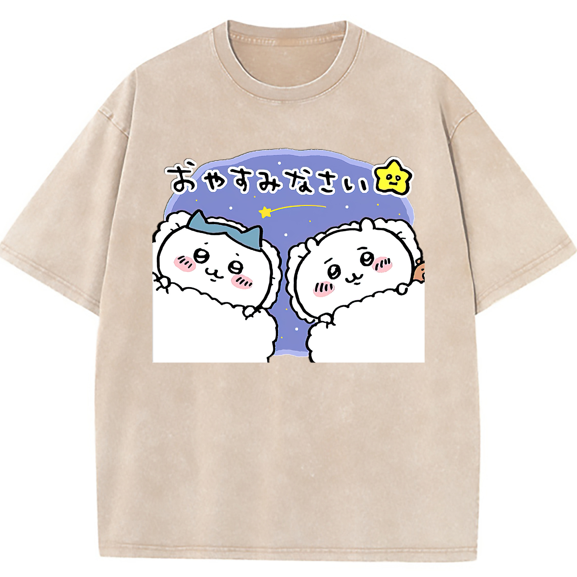 （画像用） ちいかわ ハチワレ Chii-kawa hachiware 綿100% ヴィンテージ風 半袖Tシャツ（フロントプリント）